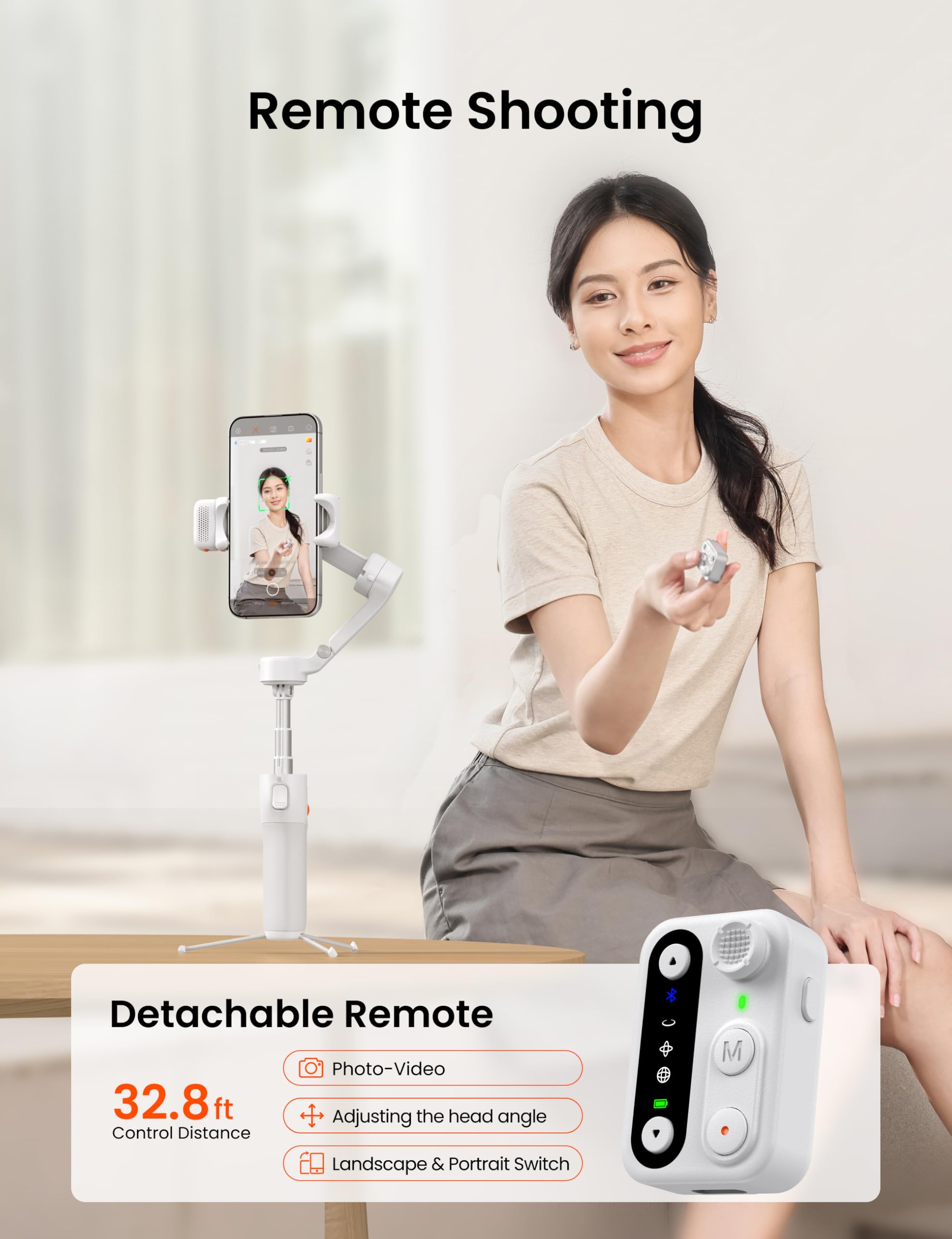 Hohem Isteady V3 Phone Gimbal Stabilizer, Magnetic Ai Tracking Sensor With Fill Light, Detachable Remote Control, Built-In Exten