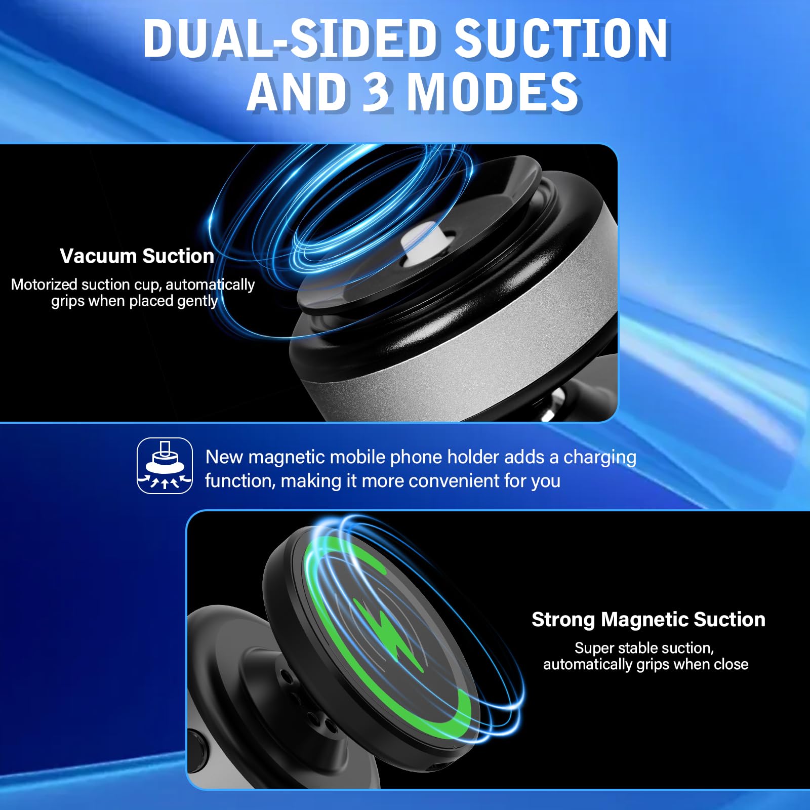 Yousheme Nixie Phone Holder 360 Adjustable Electric Vacuum Magnetic Suction Cup Phone Mount,15W Wireless Charger Car Magnetic Ph