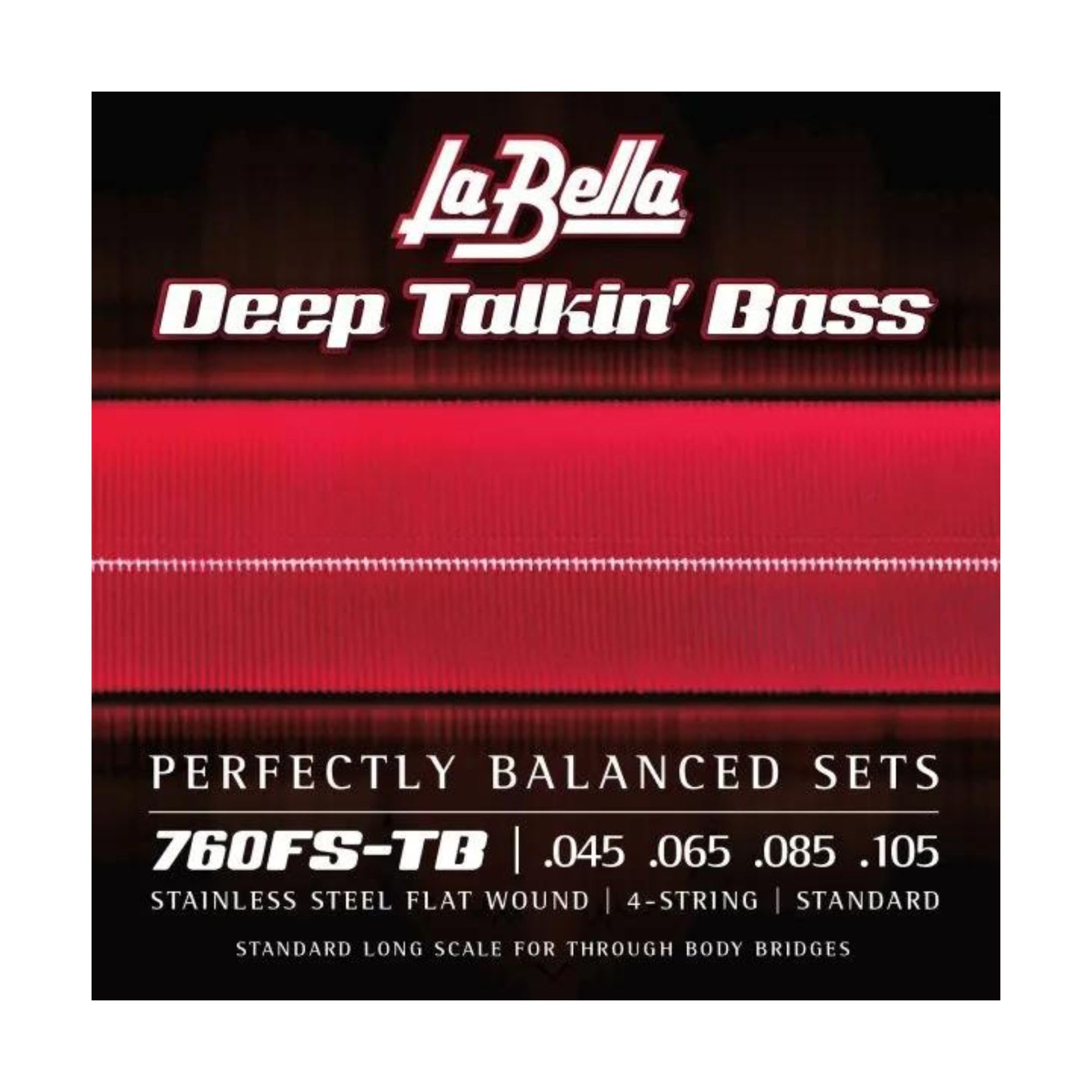 La Bella 760Fs Tb Deep Talkin' Bass Stainless Steel Flat Wound  Standard Long Scale Through Body Bass Guitar String 45 105