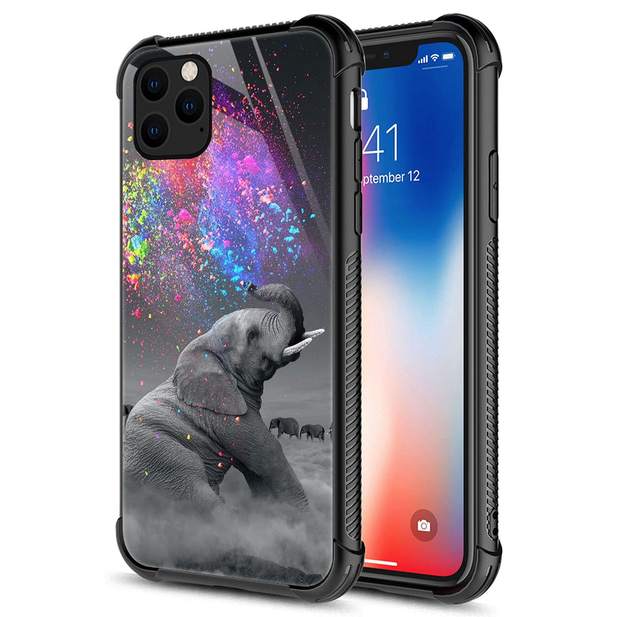 Carloca Compatible With Iphone 13 Pro Case,True Colors Elephant Identity Graphic Design Shockproof Anti Scratch Hard Acrylic Cas