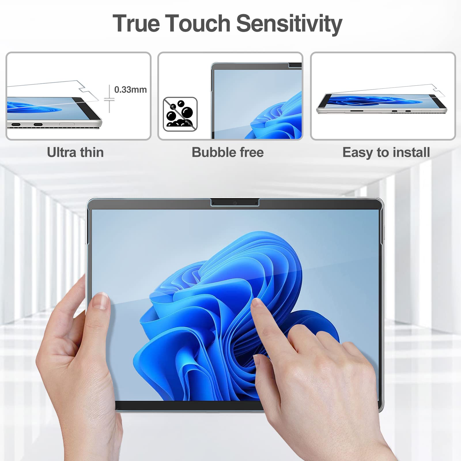 Procase 2 Pack Surface Pro 9 2022 / Surface Pro 8 2021 / Surface Pro X (2021&2019) 13 Inch Screen Protector, 9H Ultra Thin Tempe