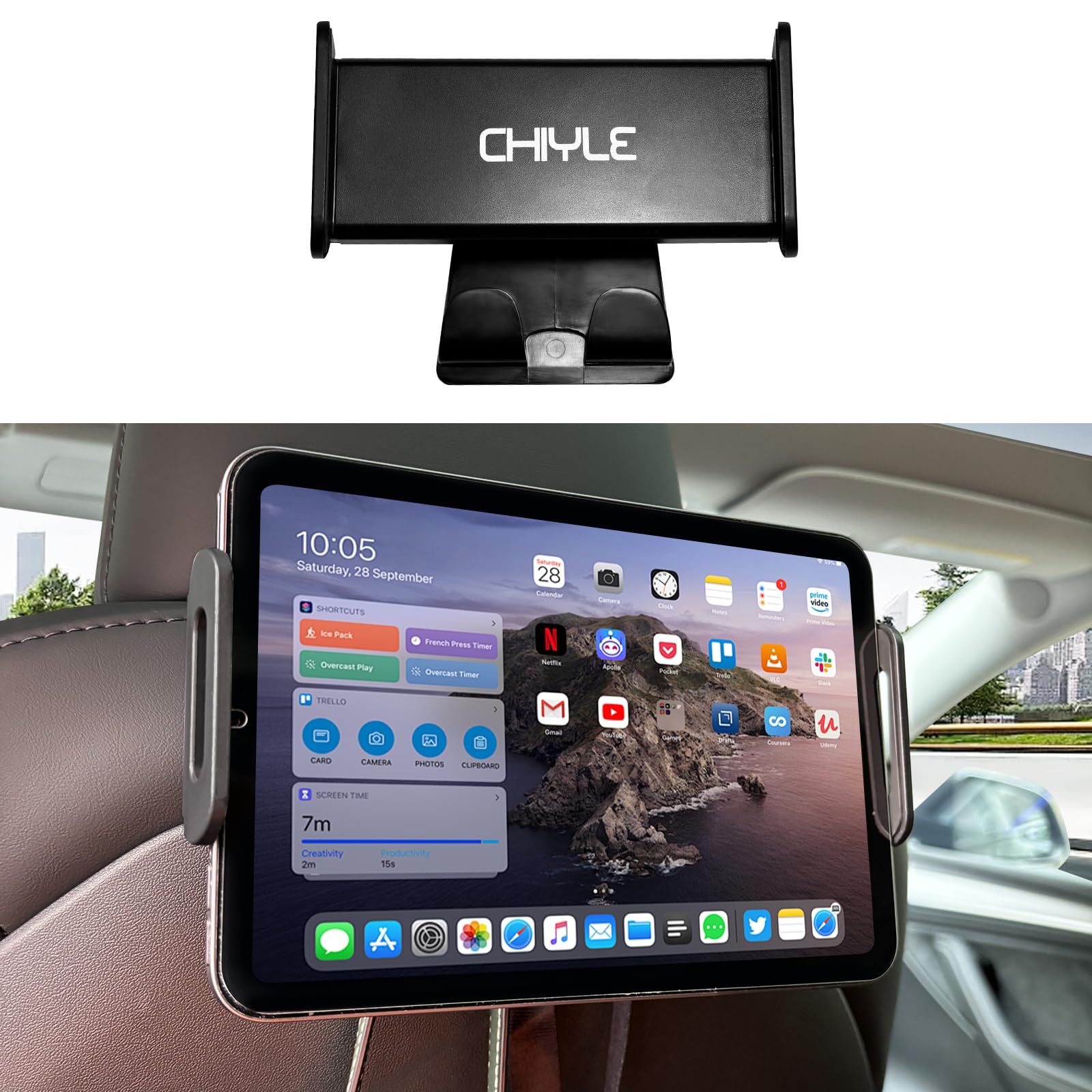 Chiyle Tesla Model Y Model 3 Model S Model X Lr/Plaid Tablet Mount, Headrest Tablet Holder Headrest Stand Cradle Accessories ,36