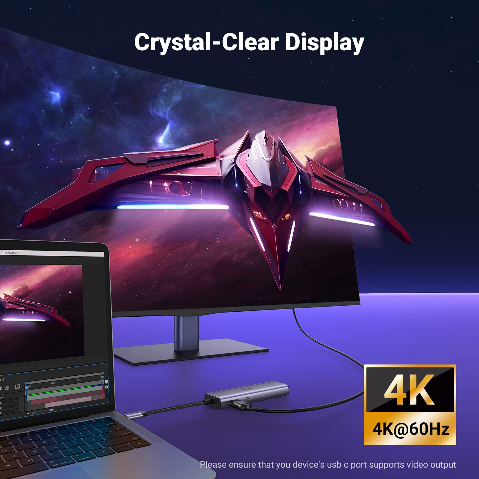 Ugreen Revodok 7 In 1 Usb C Hub Gigabit Ethernet Adapter 4K@60Hz Hdmi, 100W Pd Charging, Usb A Data Ports, Sd/Tf Card Reader Com