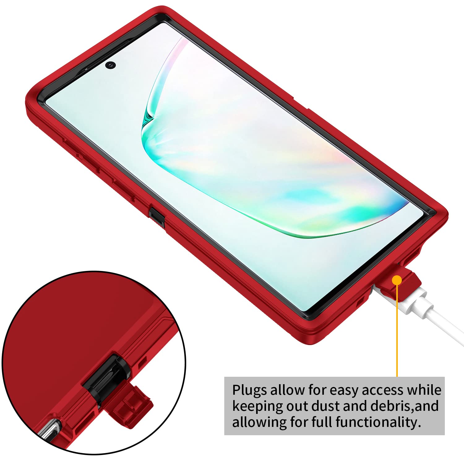 Mieziba For Galaxy Note 10 Plus Case,Shockproof Dropproof Dustproof,3-Layer Full Body Protection Heavy Duty Hard Cover Case For