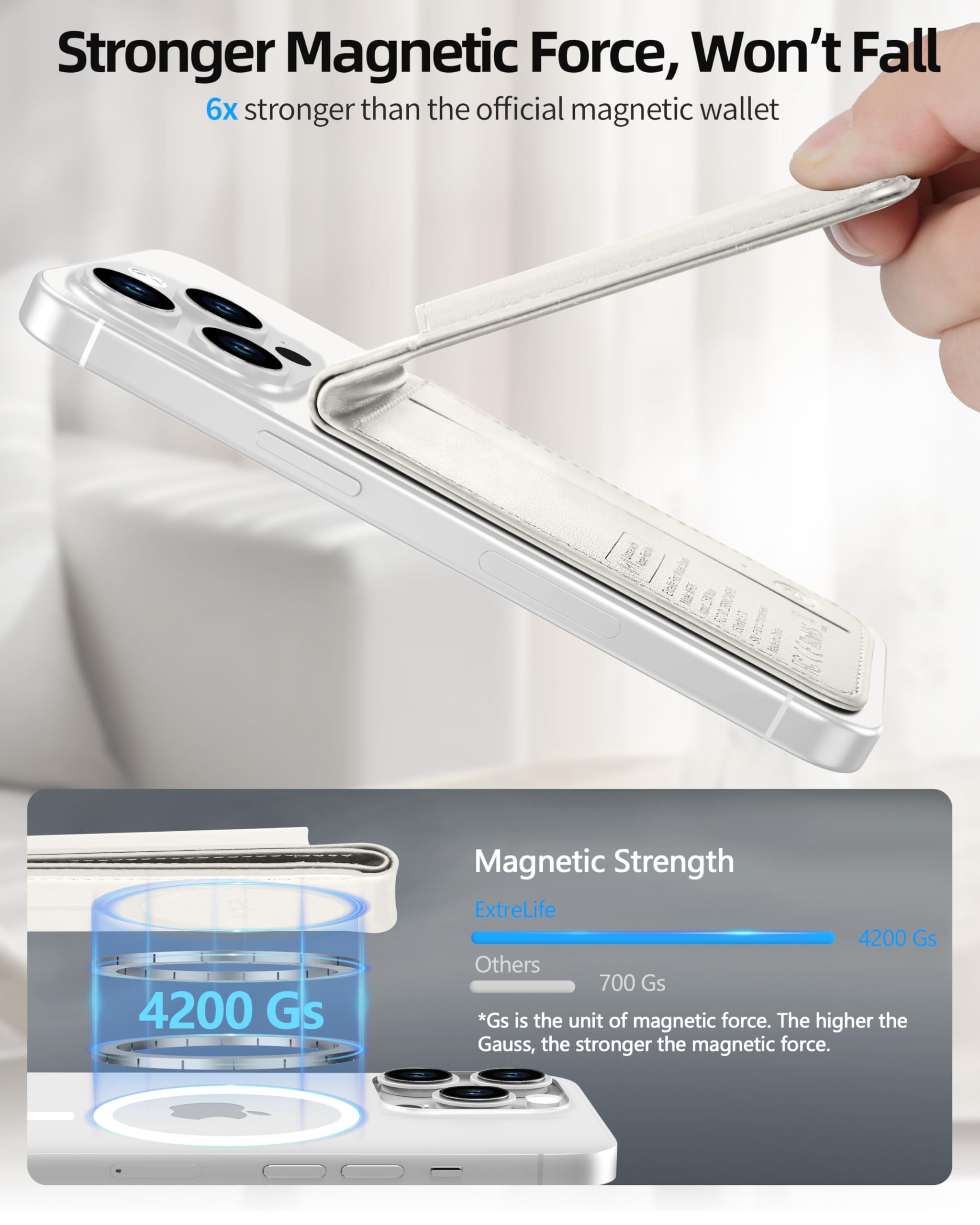 For Magsafe Wallet, Works With Apple Find My, Strongest Magnetic Wallet For Iphone 16/15/14/13/12 Series, For Iphone Wallet With