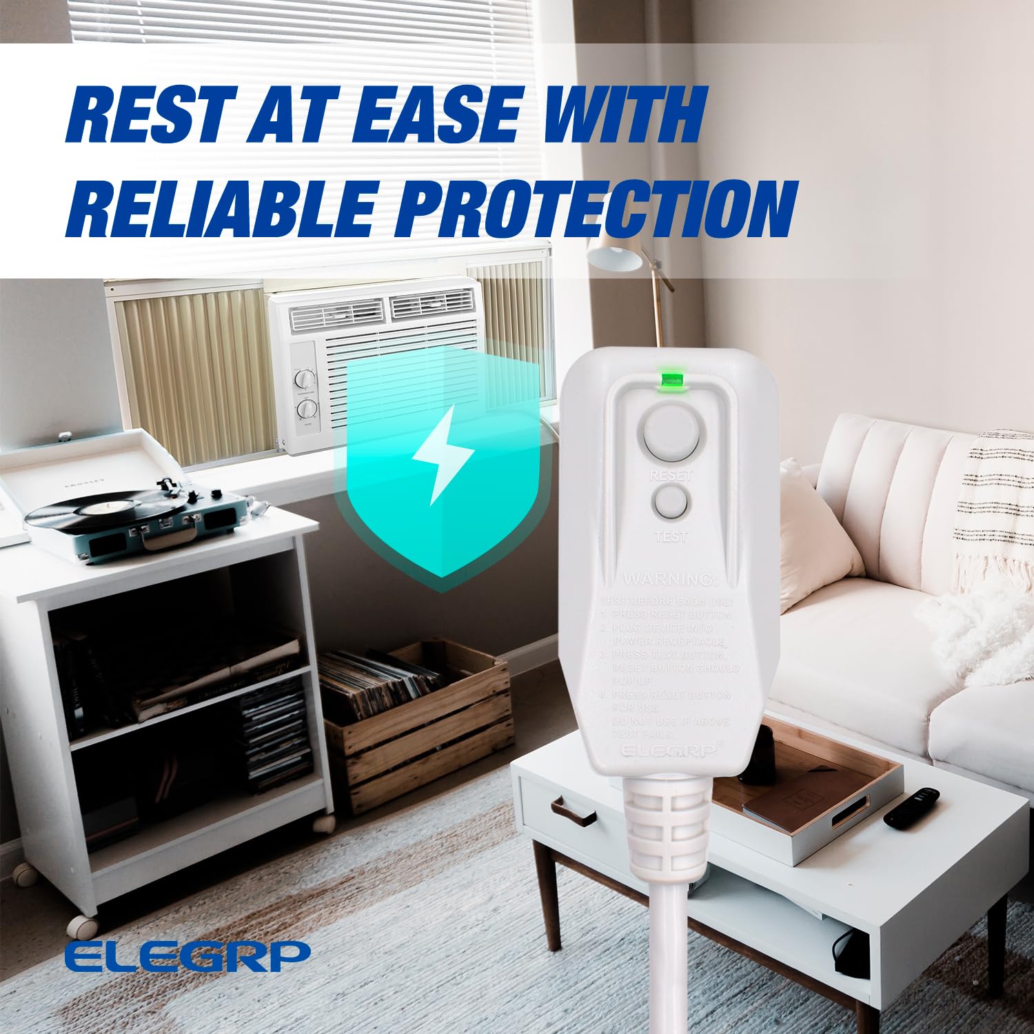 Elegrp 0651513Ly L15515 L22515 16Awg Lcdi Power Cord Plug For A/C Air Conditioner, E250451 Ul Certified, 7.5Ft Leakage Current D