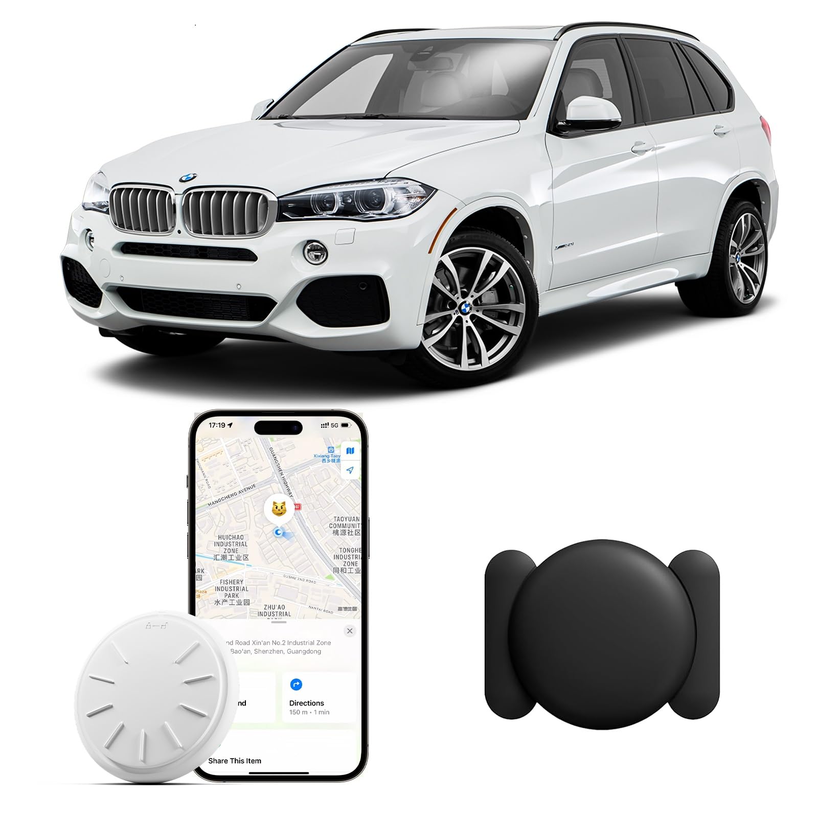 ZFSJTAG Car GPS Tracking Device for Vehicles, 1PCS Hidden Mini GPS Tracker Work with Find My (iOS Only),No Monthly Fee, Real Tim