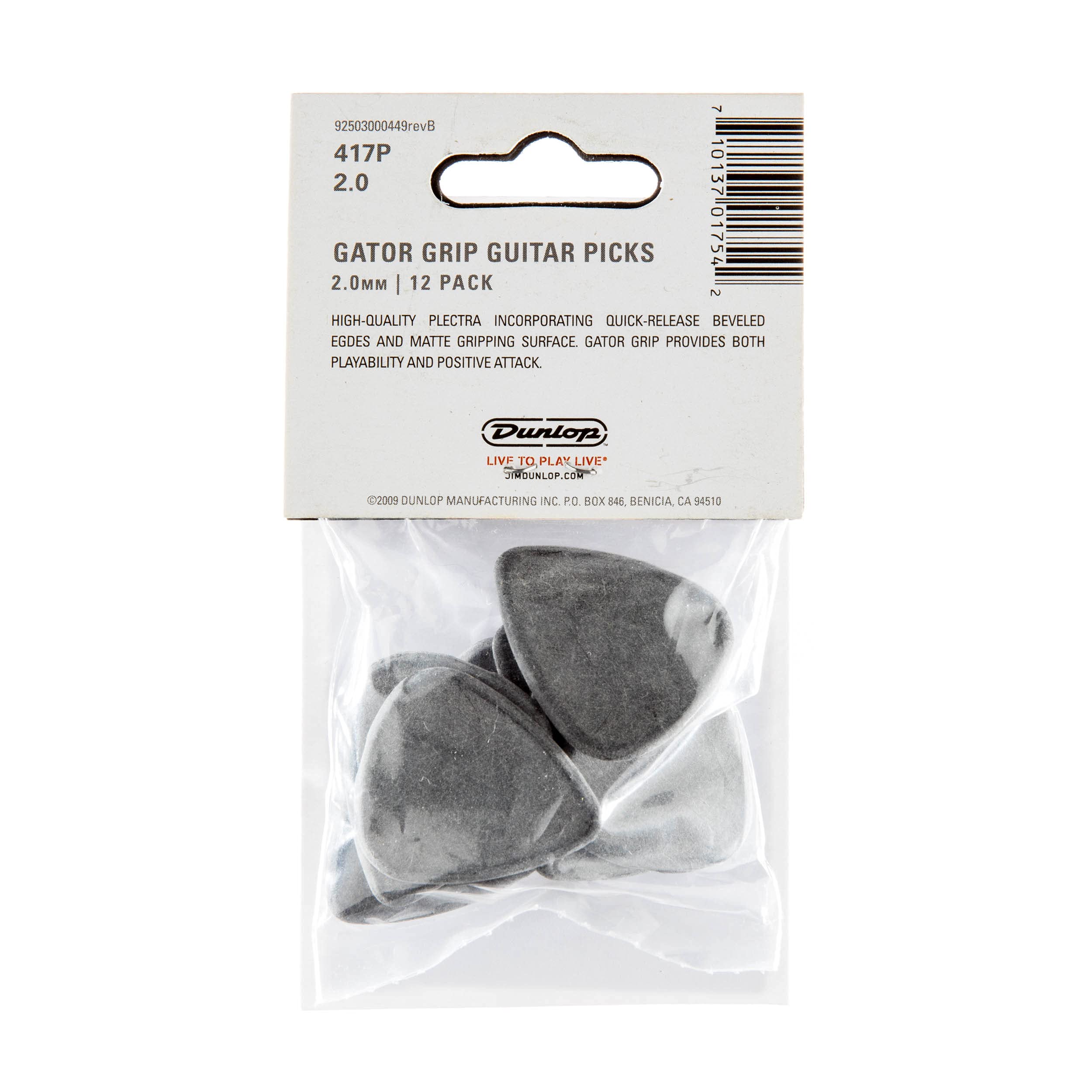 Dunlop Gator Grip Standard 2.0Mm Black Guitar Picks