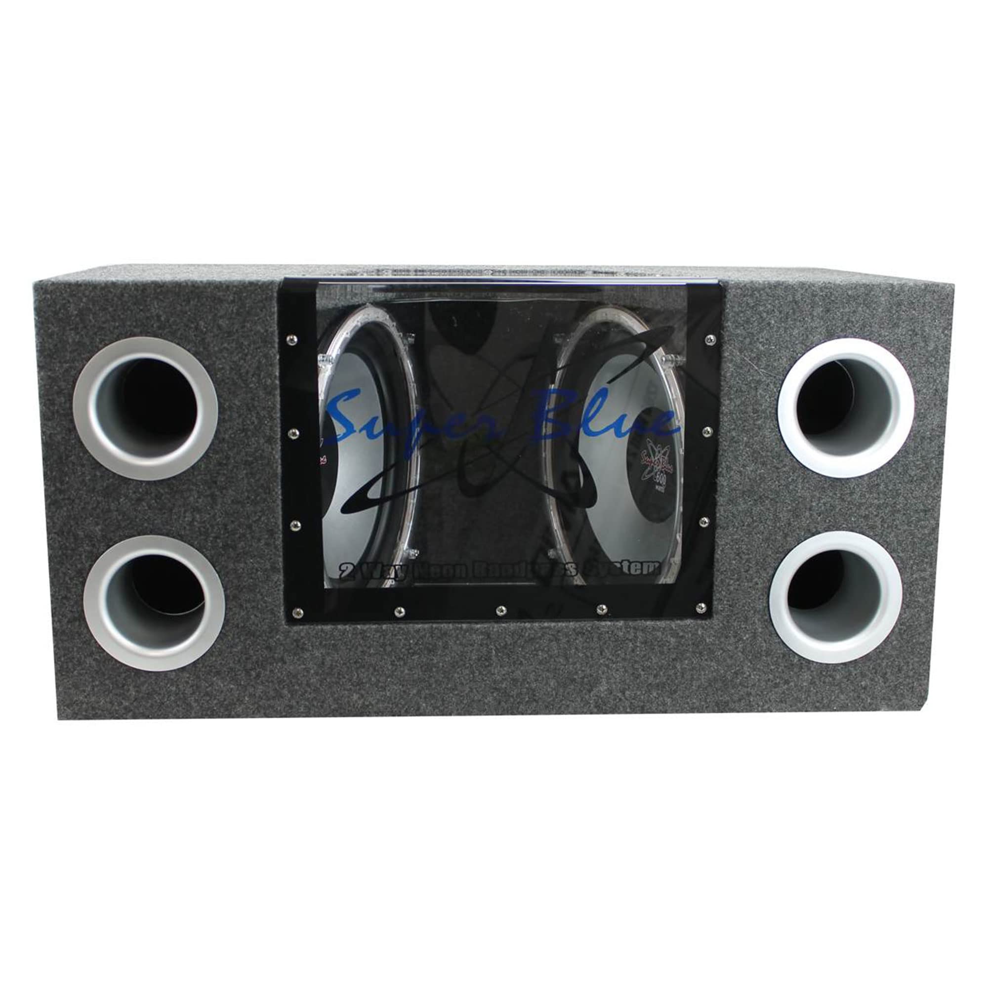 Pyramid 12'' 1200W Car Audio Subwoofer   2 Way Neon Bandpass Speaker System W/ Blue Lights, Dc 12V Input/4 Ohm/32Hz 1Khz Freq.Re