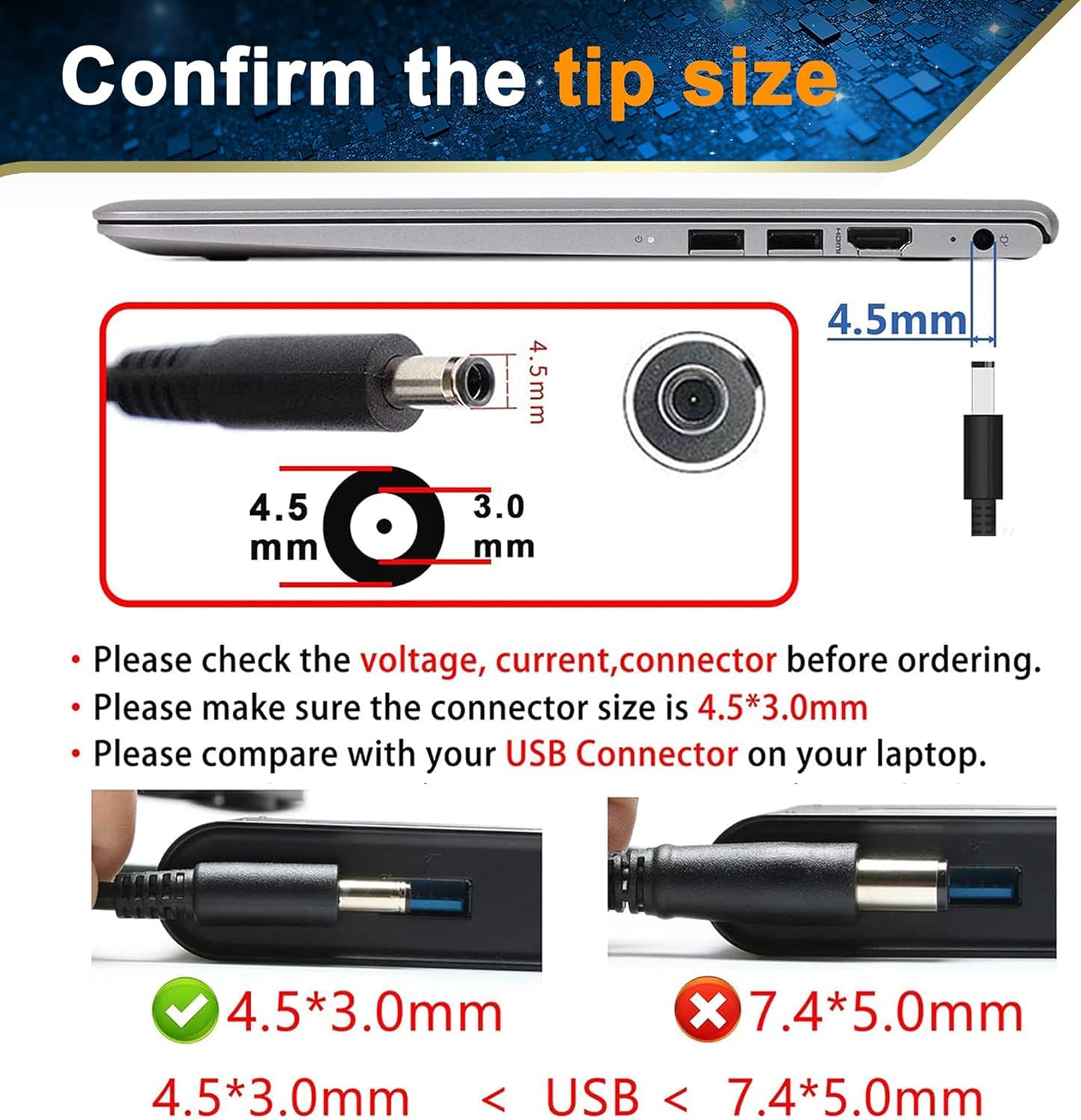 45W 65W Computer Charger Replacement For Dell Inspiron 11 13 14 15 3000 5000 7000 Inspiron 3452 3551 3552 3558 3559 5552 5555 55
