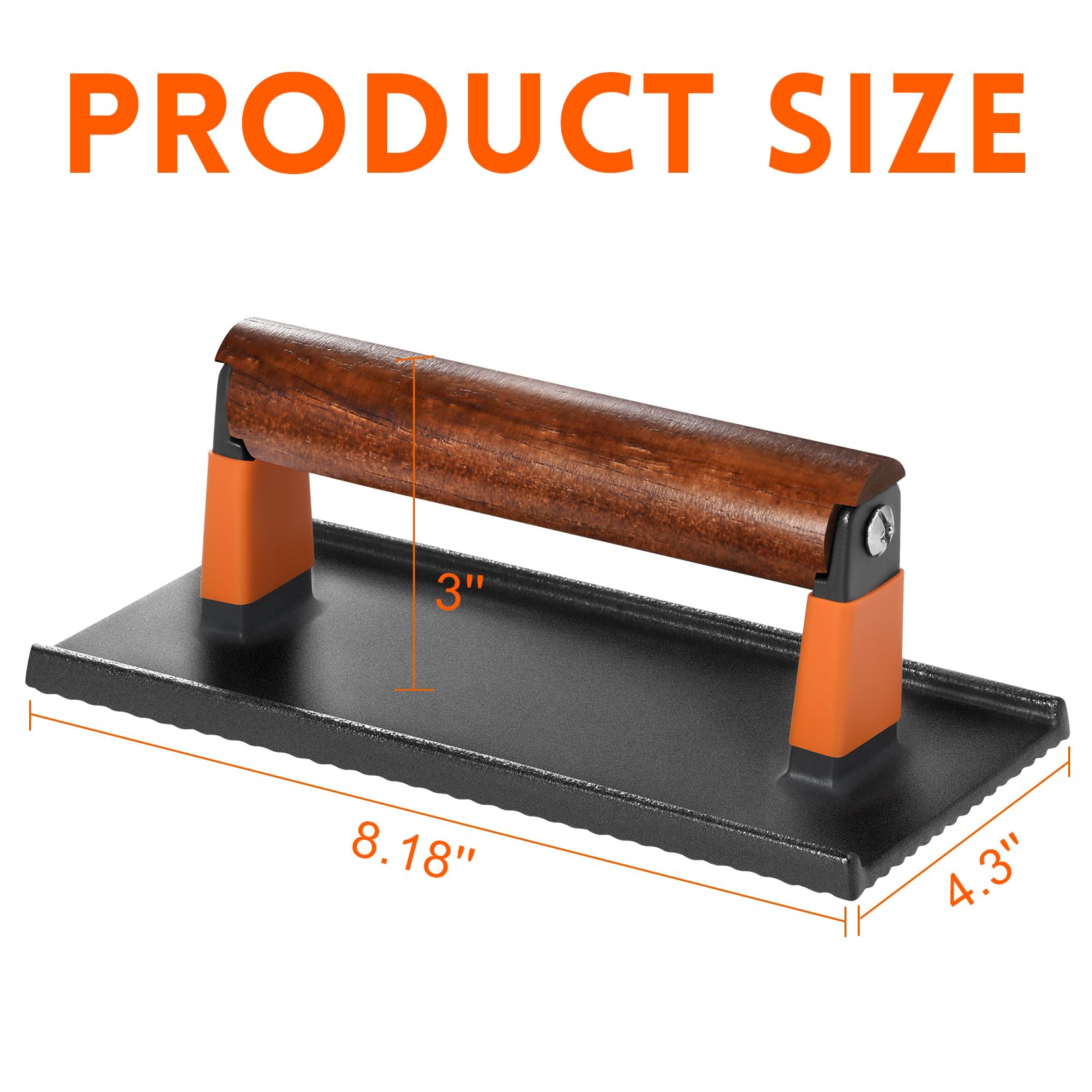 Ggc Bacon Press For Griddle, Cast Iron Smash Burger Press For Hamburger, Steak, Bacon, Sandwiches, 8''X 4'' Rectangle Meat Press