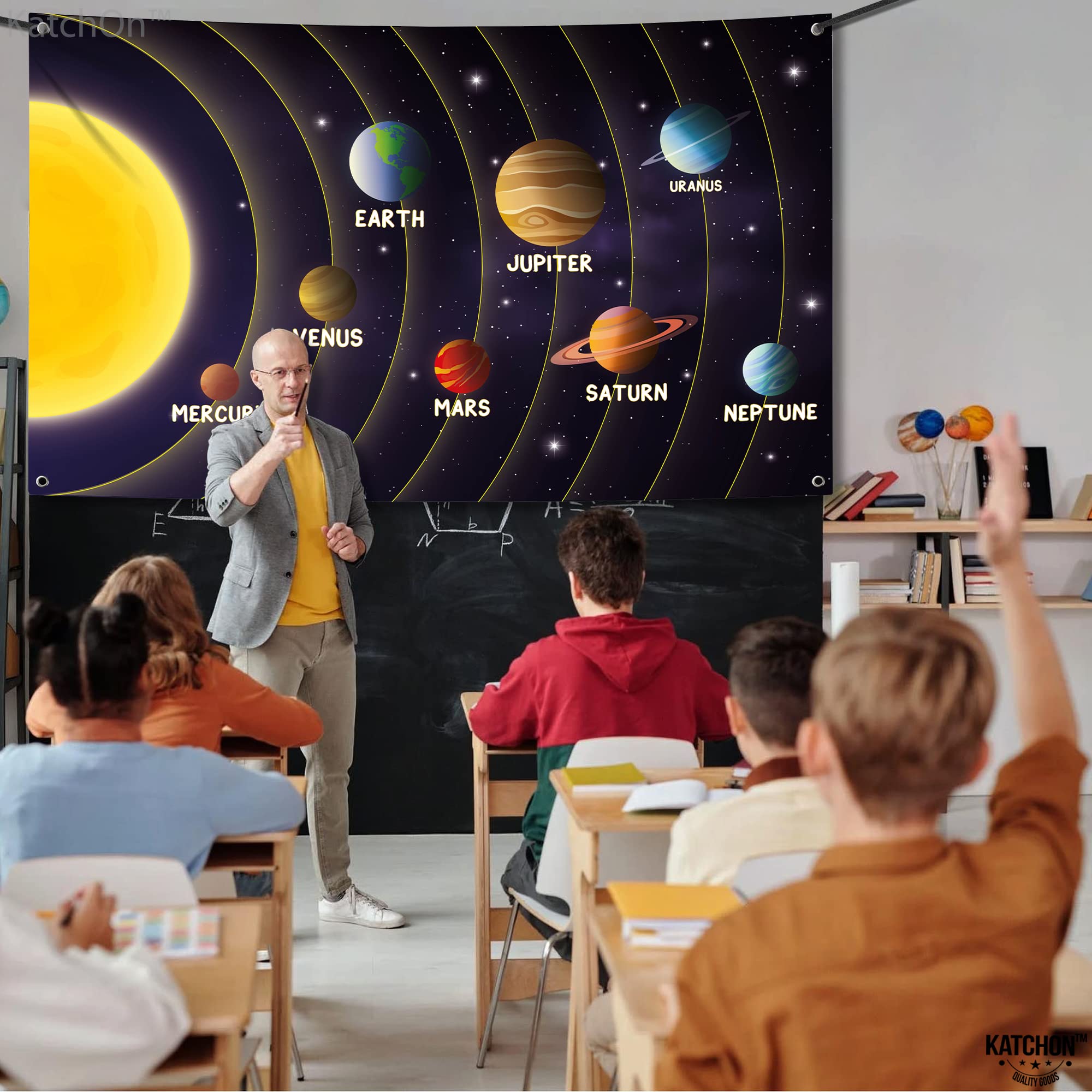 Katchon, Large Solar System Backdrop   72X44 Inch | Outer Space Decorations For Classroom | Solar System Decorations | Solar Sys