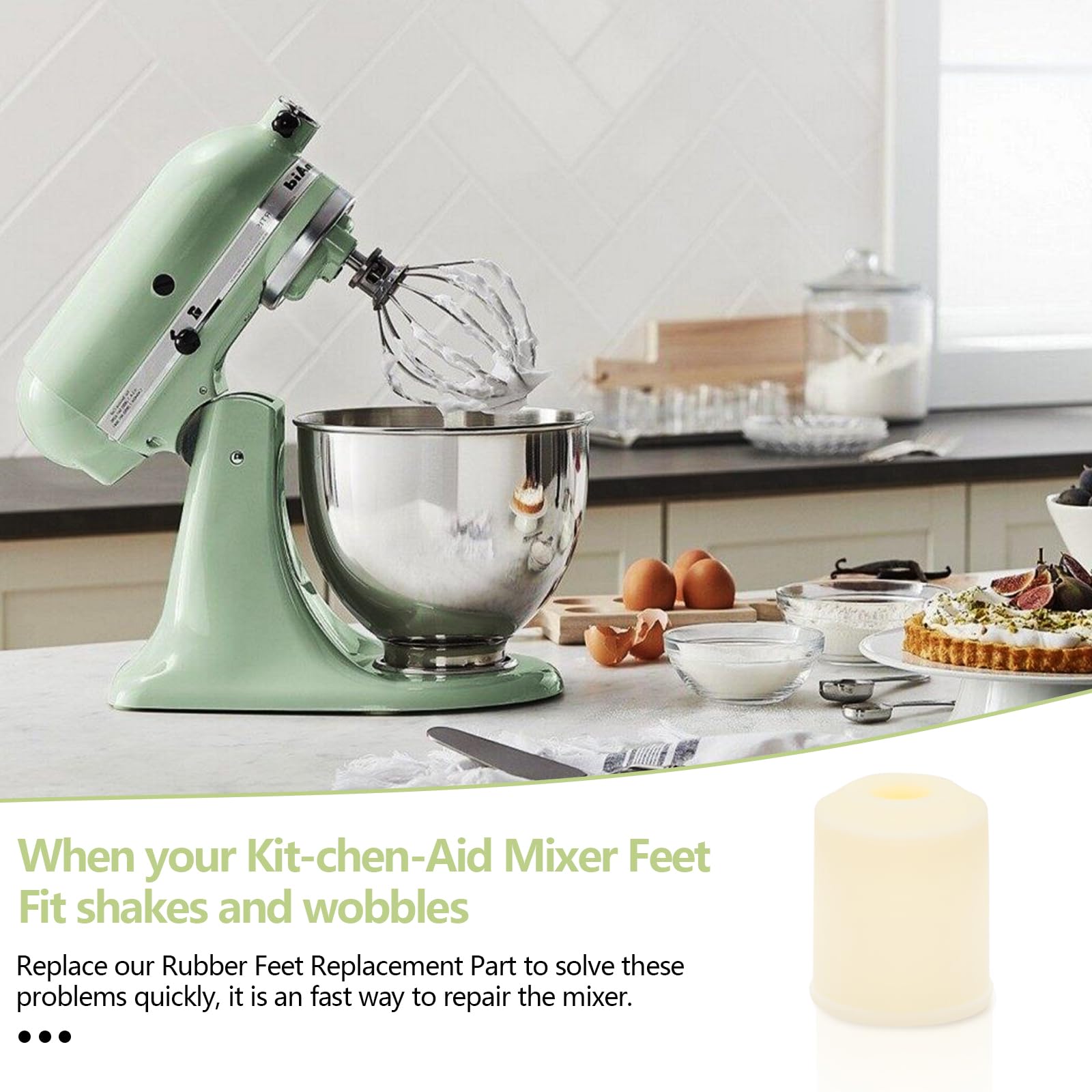 4161530 Replacement Kitchen Mixer Rubber Feet Assembly Compatible With Kit Chen Aid Stand Mixers 9709707 K45Ss, Ksm75, Ksm90, Fo