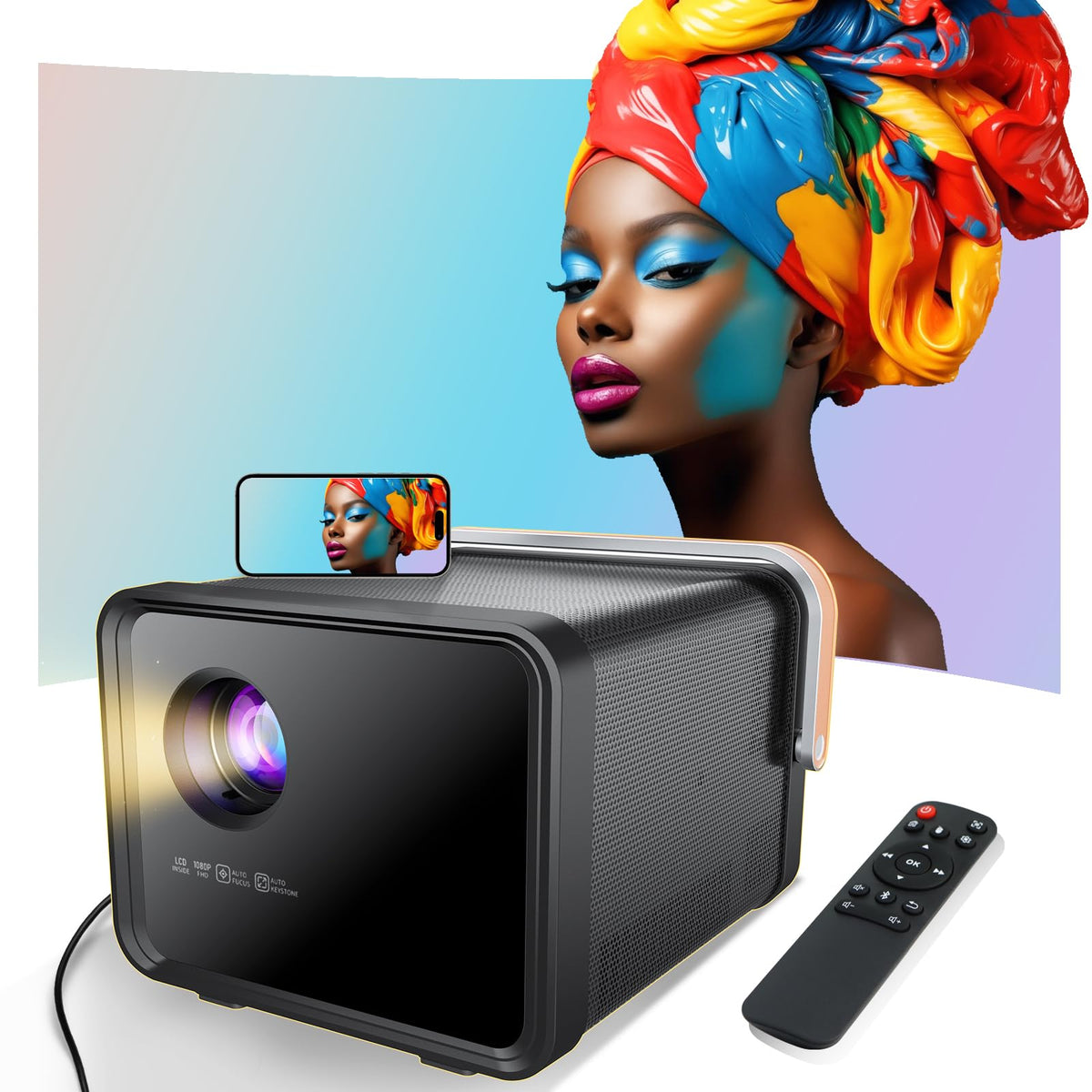 Weelikeit Projector, Mini Portable Projector 1080P Hd 4K Support, Home Theater Movie Projector With 5G Wifi 6 And Bluetooth, Out