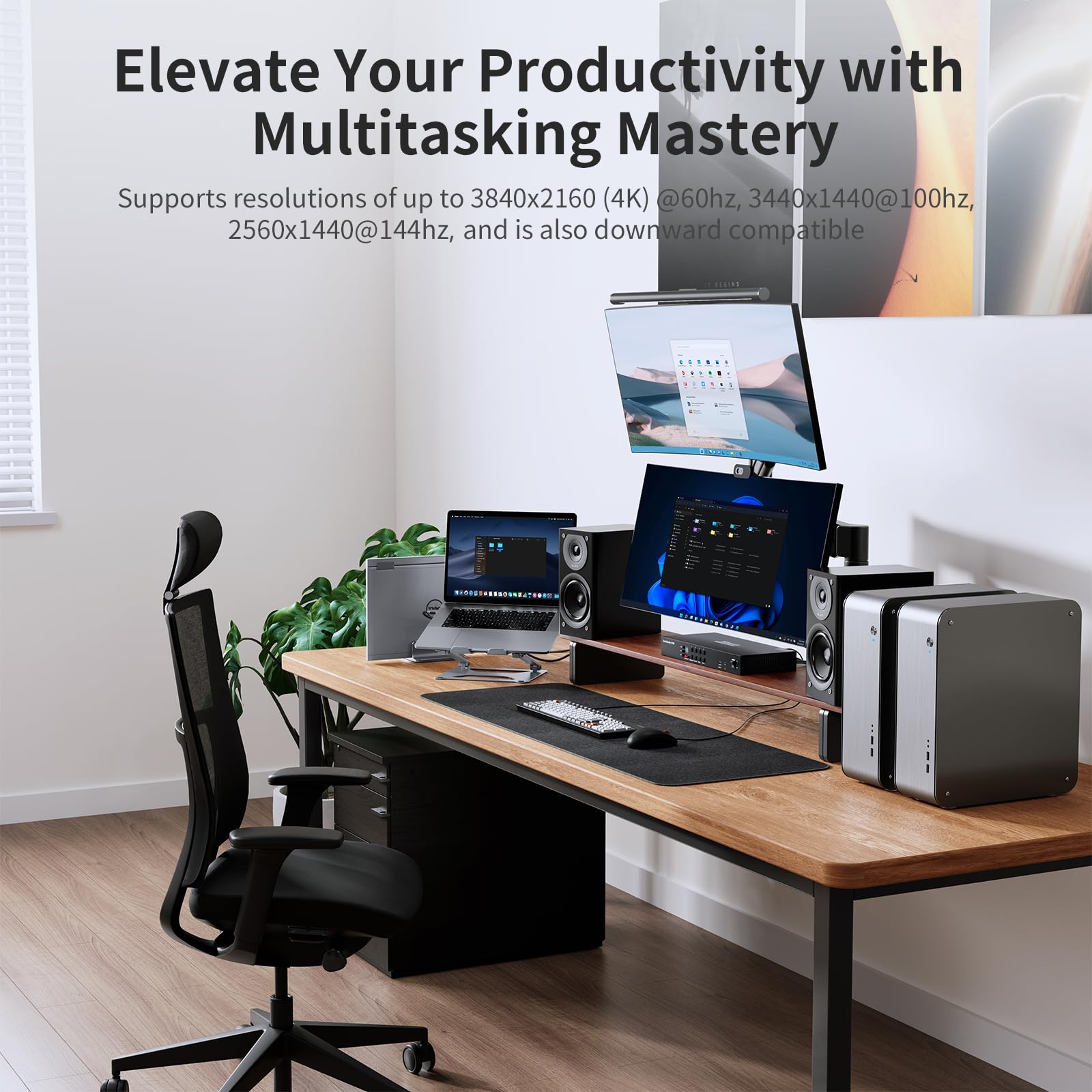 Tesmart Kvm Switch 4 Computers 2 Monitors, 4 Port Hdmi Kvm Switch Dual Monitor, Edid, Uhd 4K@60Hz, Support Cascading For Quad Mo