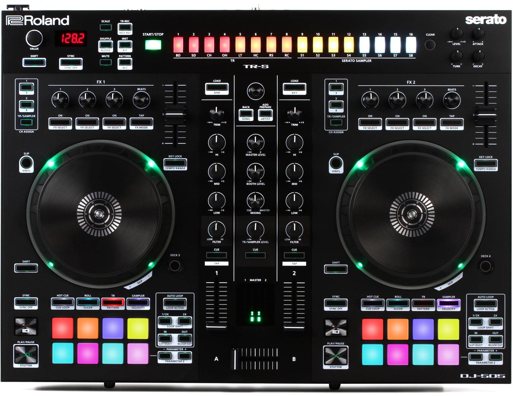 Roland DJ-505 Two-Channel, Four-Deck Serato DJ Controller (DJ-505)