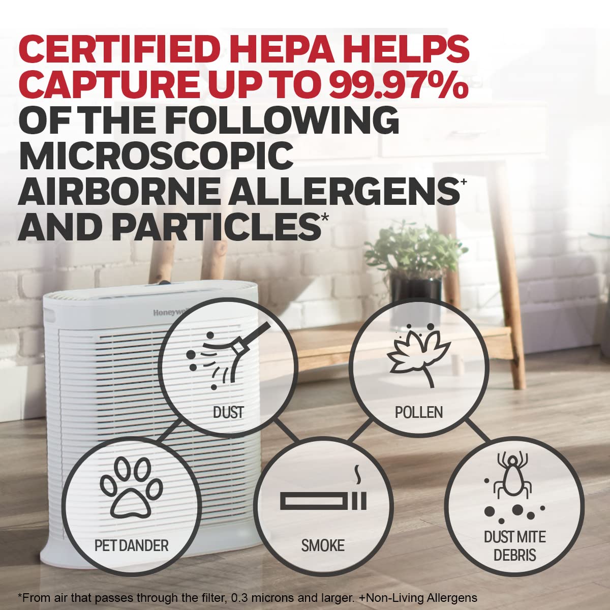 Honeywell Hpa304 Hepa Air Purifier For Extra Large Rooms - Microscopic Airborne Allergen+ Dust Reducer, Cleans Up To 2250 Sq Ft