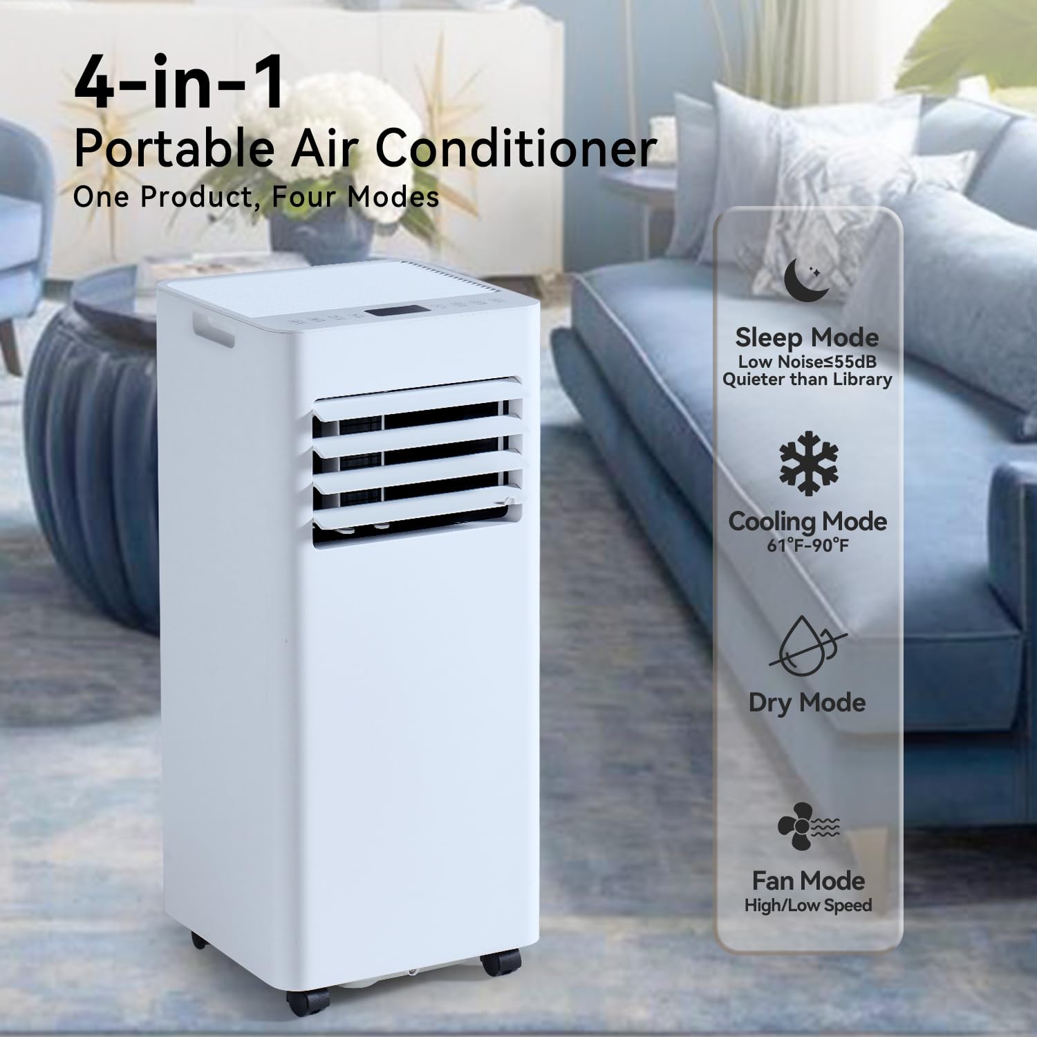 Aoxun 10000 Btu Portable Air Conditioners, Wifi App Smart Control, 4-In-1 Ac Unit, Fast Cooling, Dehumidifier, Fan & 24H Timer Q