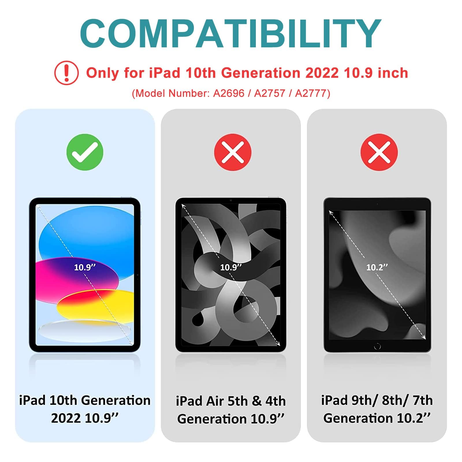 Yehobu Keyboard Case For Ipad 10Th Generation 10.9'',Ipad 10Th Gen Keyboard,Detachable Wireless Bluetooth Backlit Keyboard,Smart