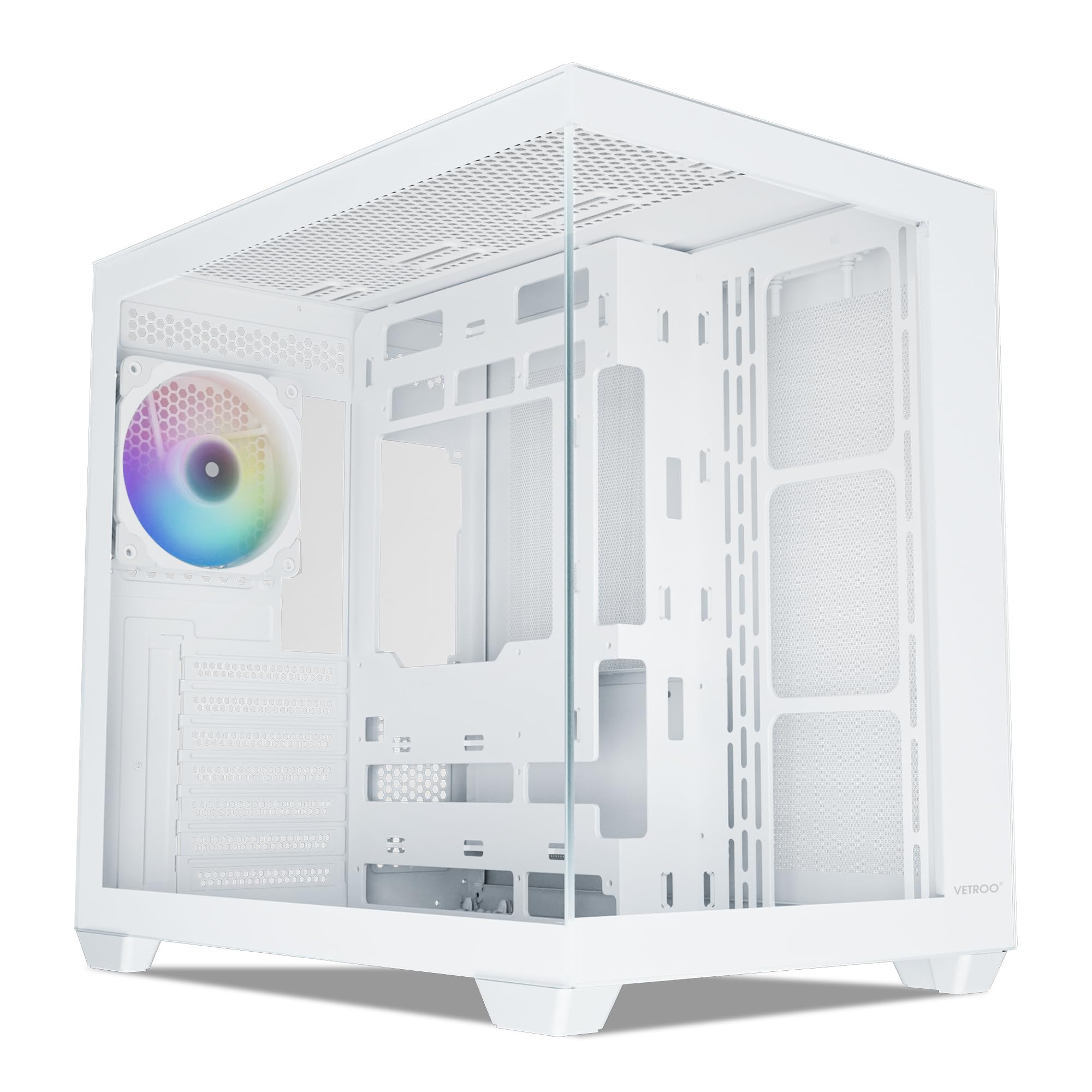 Vetroo Al900 Atx Pc Case With 270 Full View Tempered Glass, Pre Installed Argb & Pwm Fdb Fan, Supports 360Mm Radiator & 10 Fans,