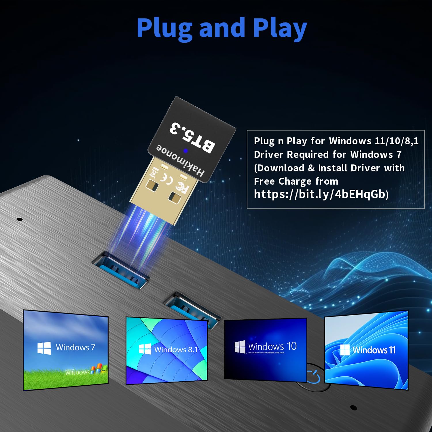 Latest Bluetooth 5.3 Adapter For Pc Desktop, 20 M Wireless Transmitter Dongle For Windows 11/10/8.1 Computer Laptop, Plug & Play