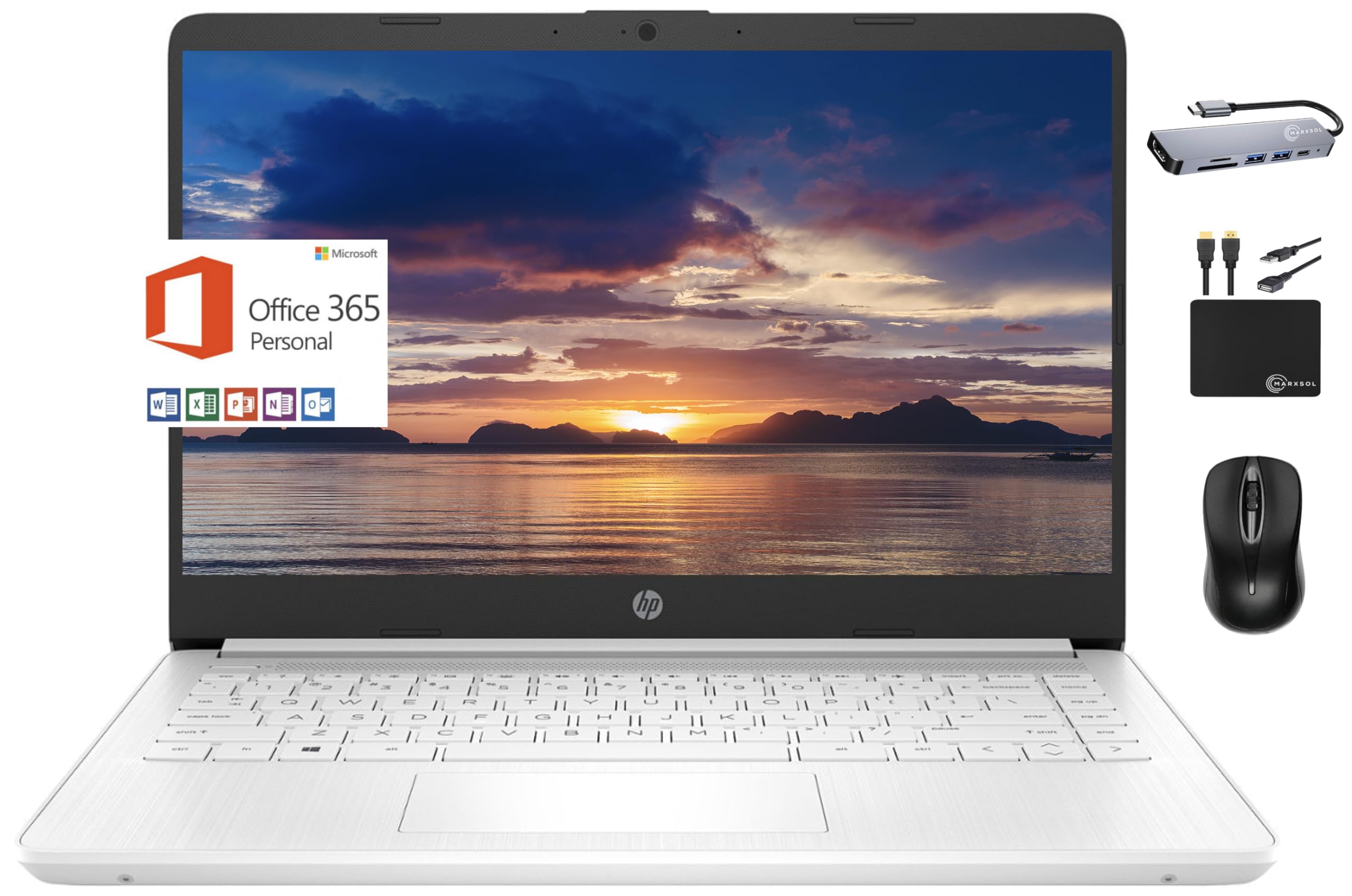 Hp 2024 Premium 14'' Micro Edge Portable Laptop Student Business, Intel Quad Core N4120, 4Gb Ram, 128Gb (64Gb Emmc+ 64Gb Card),