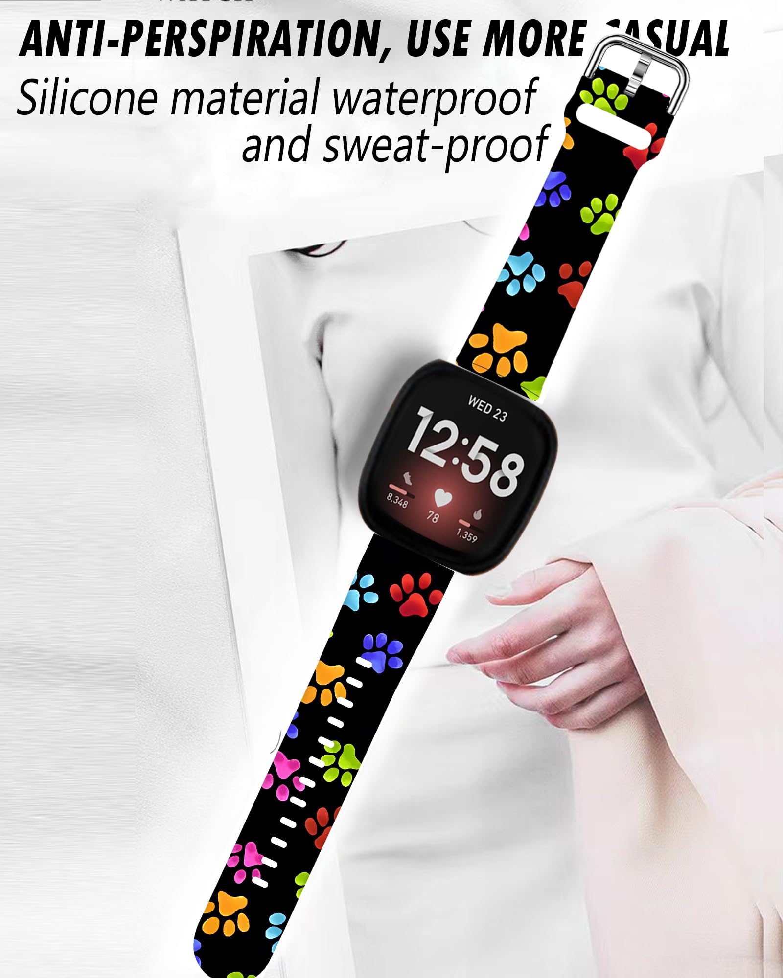 Lnzlking Sport Band Compatible With Versa 4/Sense 2 For Women Men, Elastic Replacement Wristband Strap For Smart Watch (Colorful