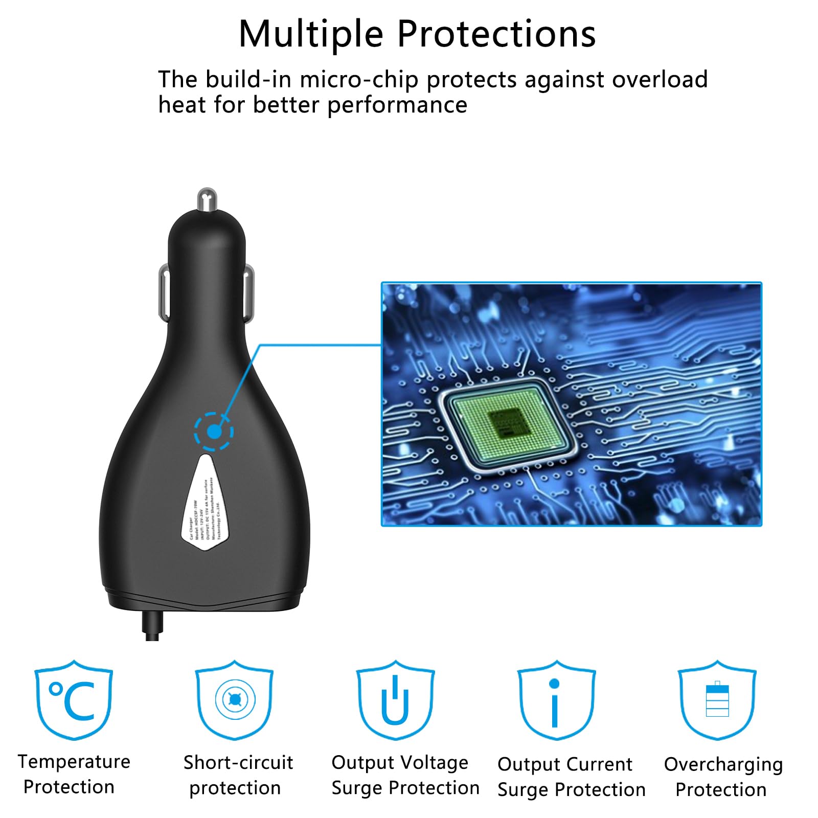 Surface Car Charger, 70W 15V 4A Power Supply For Microsoft Surface Pro 5/Pro 6/Pro 7/Pro 8/Pro X, Surface Book, Surface Go, Surf