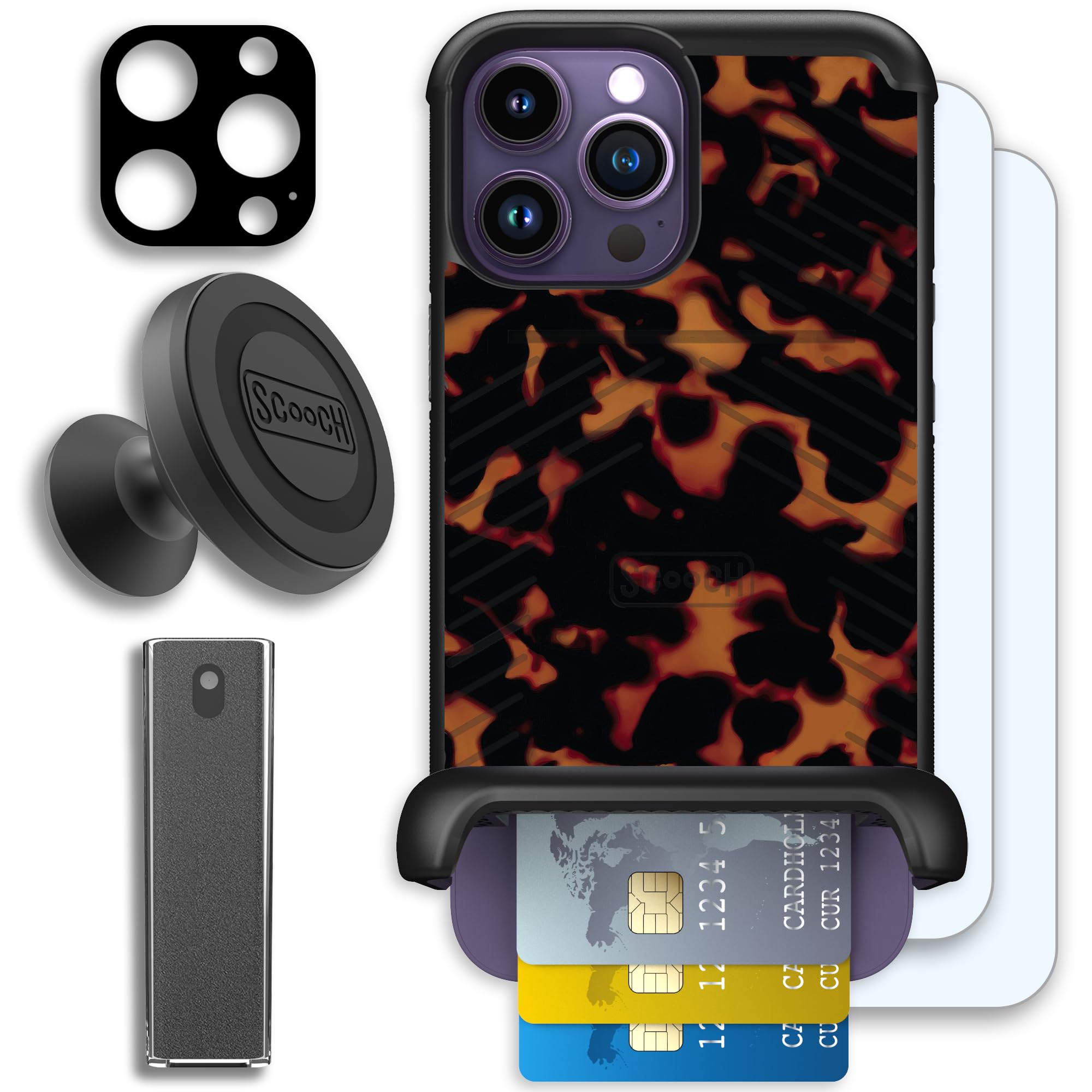 Scooch Wingmate for iPhone 14 Pro Max [Defender Bundle] with 2 Tempered Glass Screen Protectors, Camera Lens Protector, Wingmoun