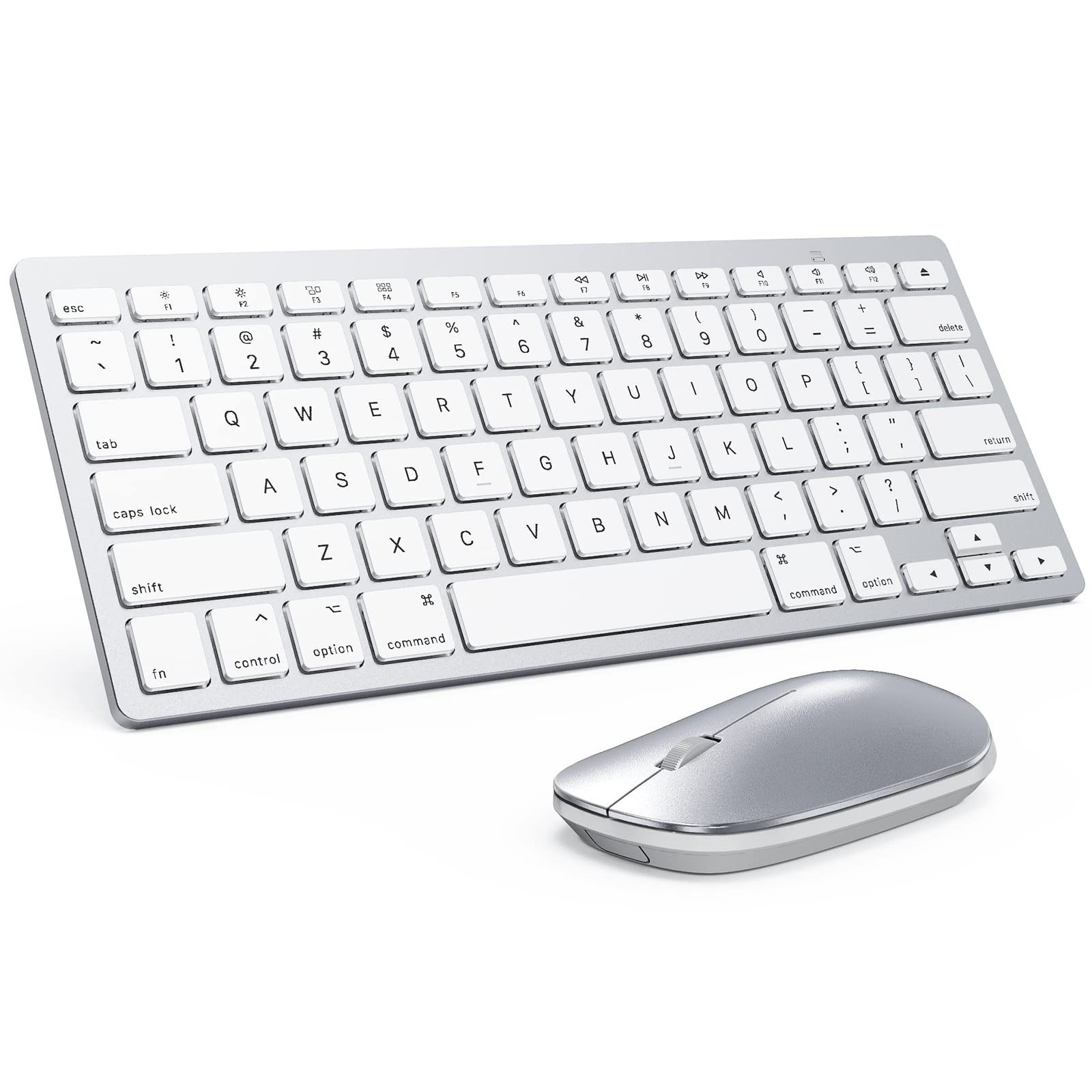 Bluetooth Keyboard And Mouse For Mac, Omoton Ultra Slim Keyboard And Mouse Combo, Wireless Keyboard And Mouse For Macos, Macbook Pro/Air, Imac, Mac Mini, Laptop And Pc (Silver)