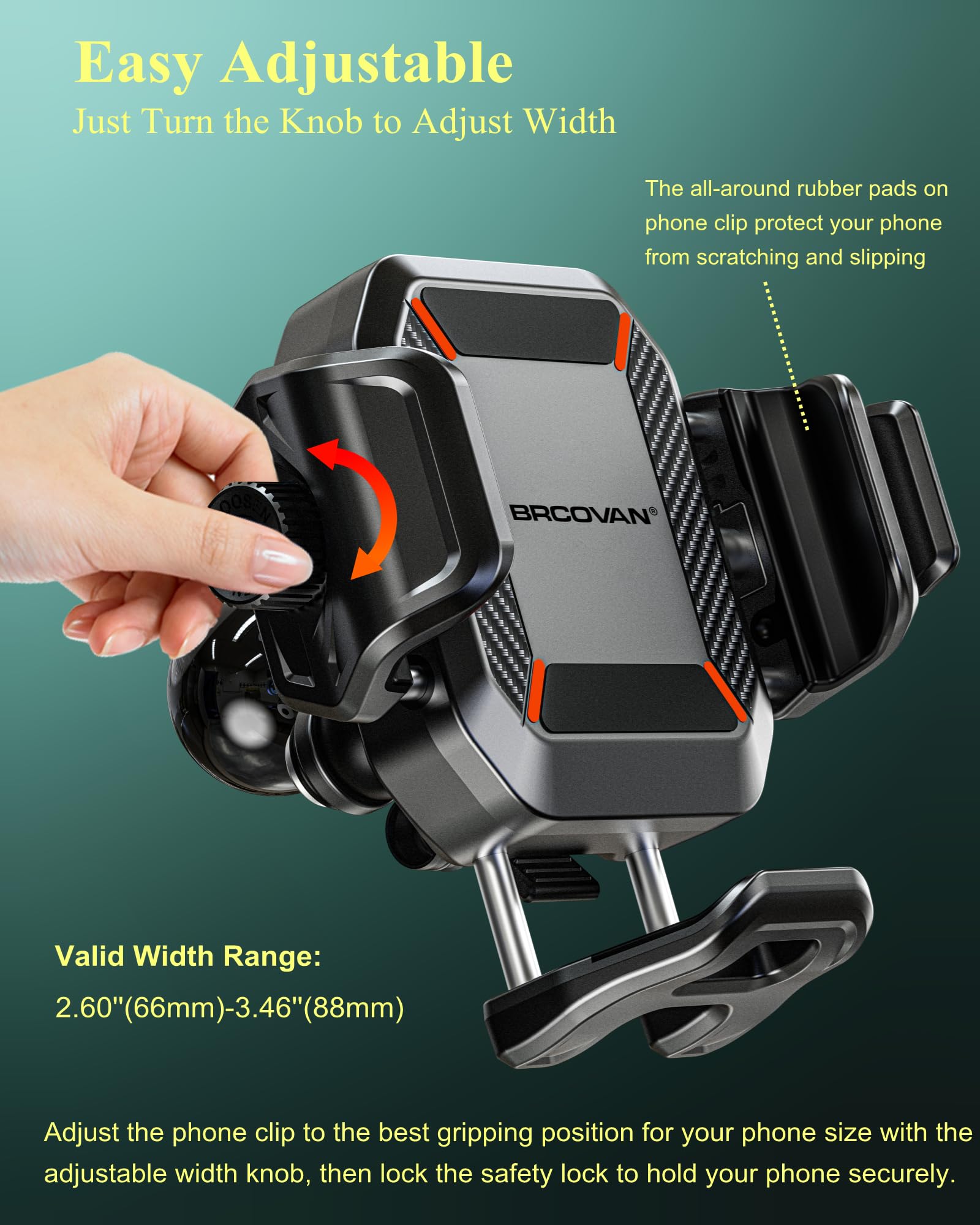 Brcovan 1'' Ball Phone Mount Holder With Vibration Dampener, Compatible With Ram Mounts B Size Double Socket Arm, Adjustable Fit