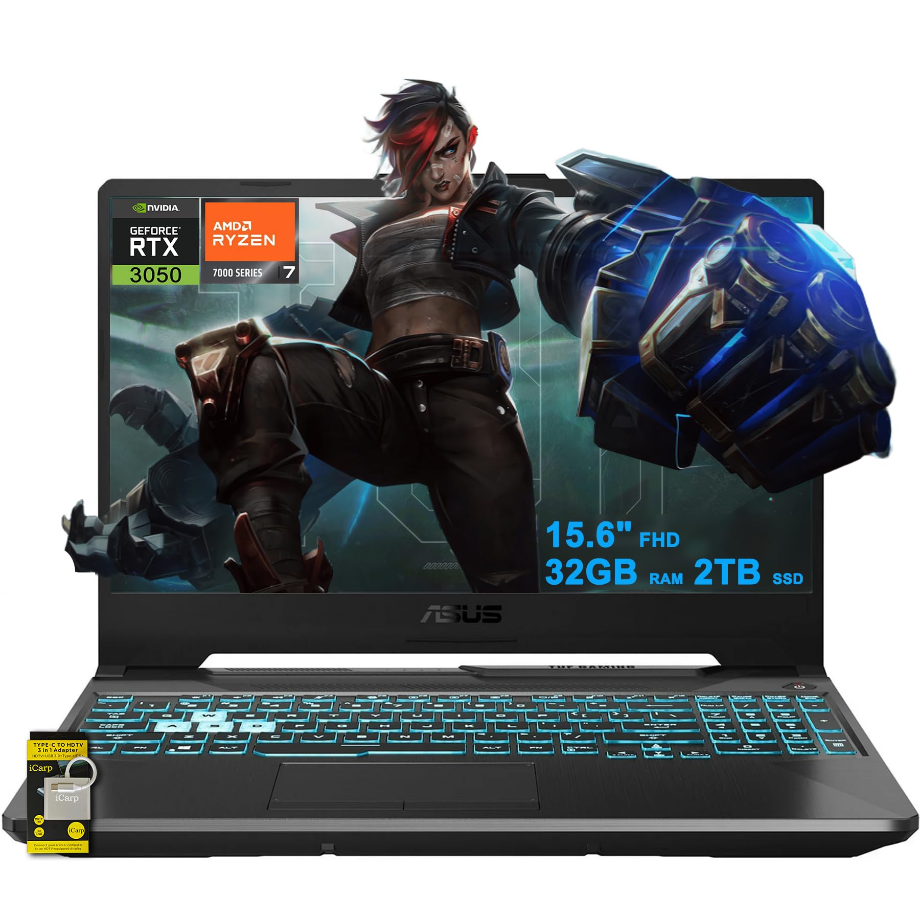 ASUS TUF Gaming A15 Laptop 15.6 FHD Anti-Glare 144Hz AMD Octa-core Ryzen 7 7435HS (Beats i7-12700H) 32GB RAM 2TB SSD GeForce RTX