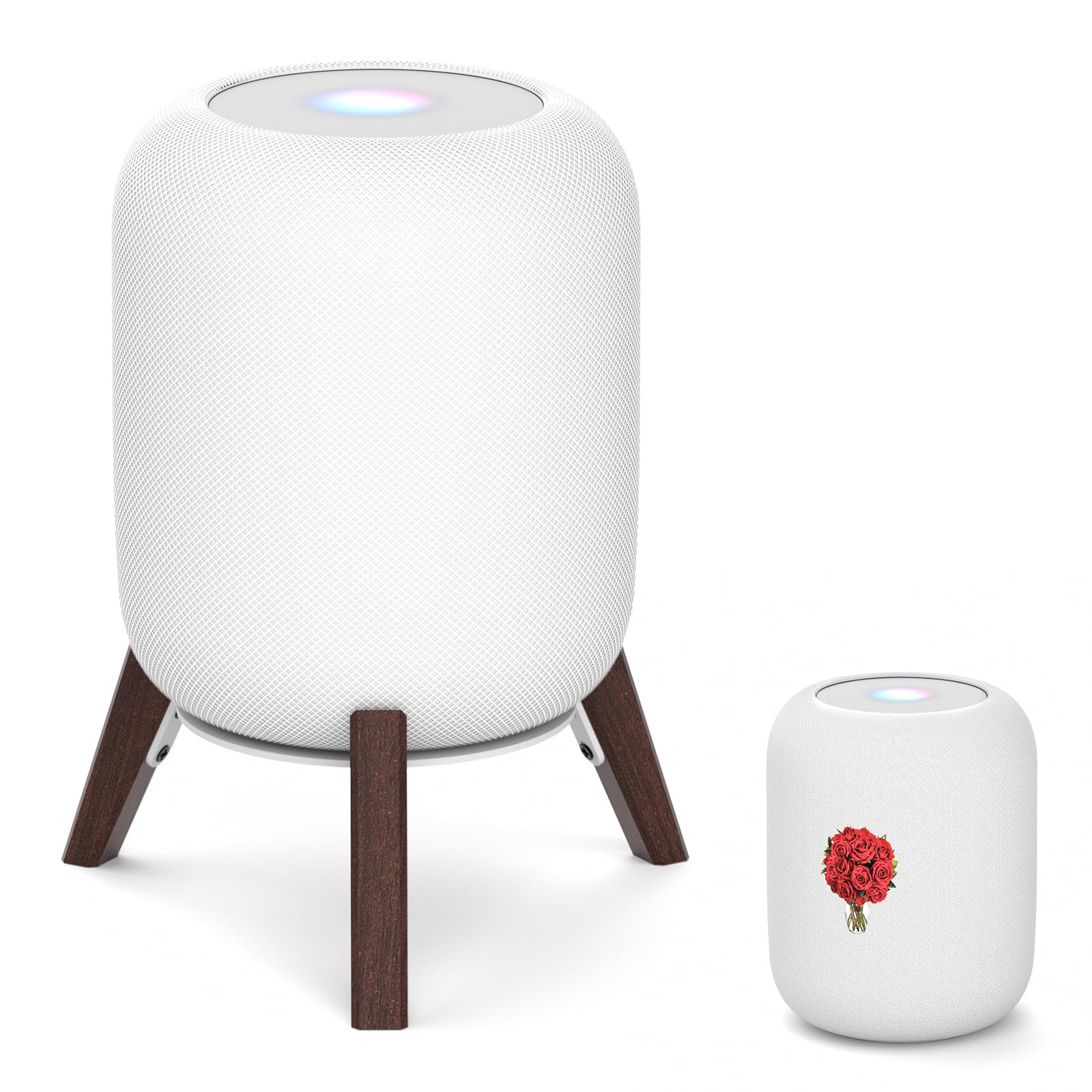 Yibracki Wood Table Stand For Homepod 1 And Homepod 2 Speaker With Dust Proof Cover, Anti Slip Wooden Desk Stand Compatible With