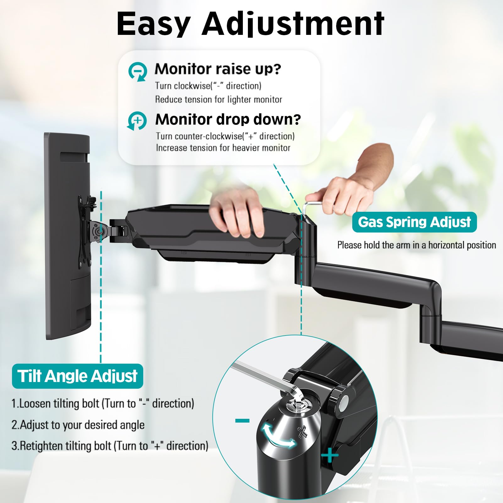 Mount Pro Triple Monitor Mount, 3 Monitor Desk Mount For There Screens Up To 32 Inch, Full Motion Gas Spring Triple Monitor Stan
