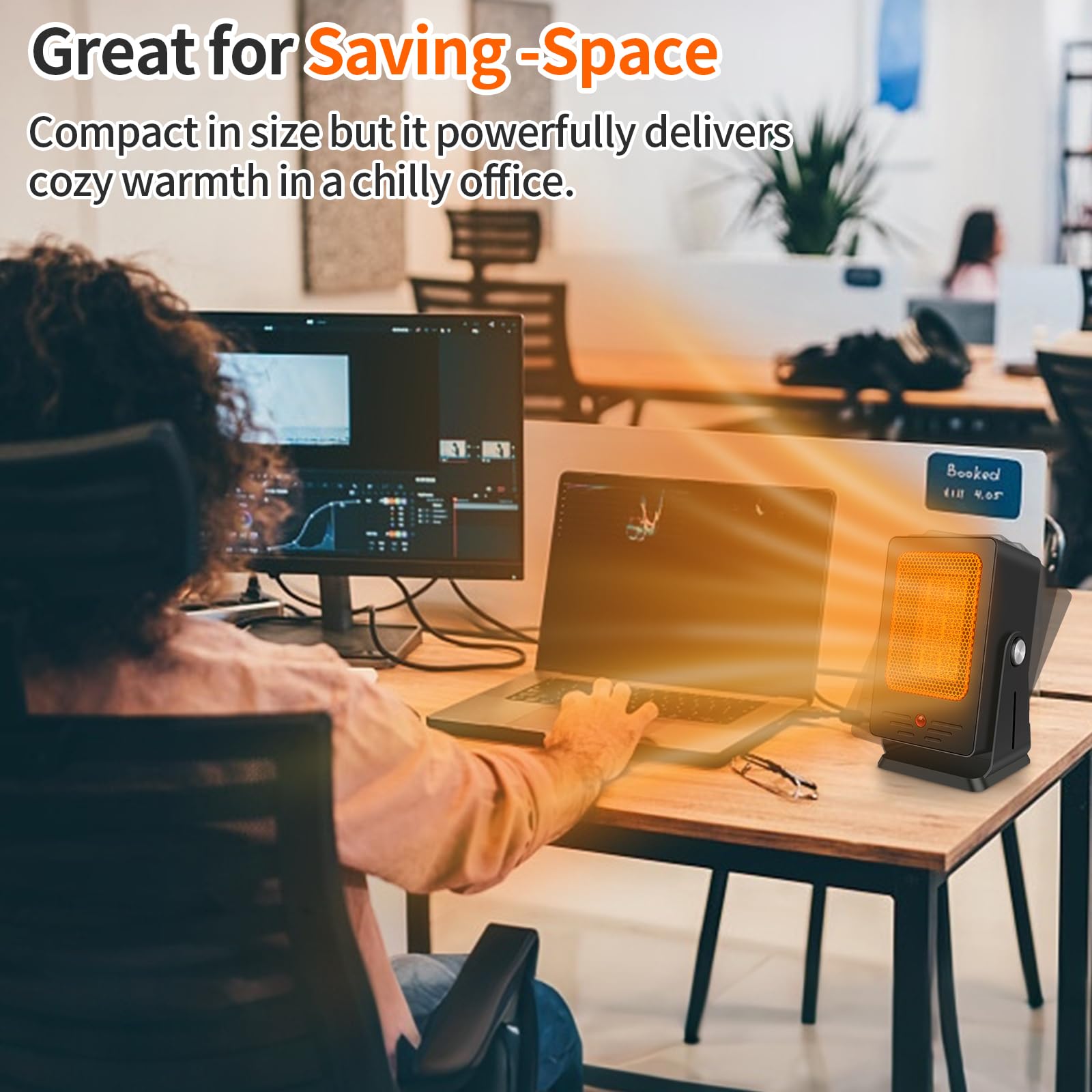 Verminget Portable Space Heaters For Indoor Use,Desktop Heater With 900W Ptc 2S Fast Heating, 30 Adjustable Angle Design Small E