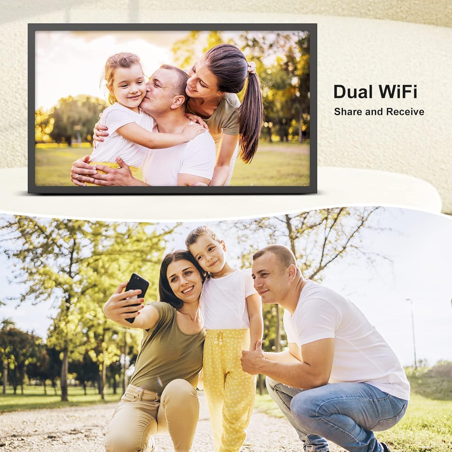 Large Wifi Photo Frame 21.5'' Digital Picture Frame   Smart 32Gb, 1920X1080 Ips Fhd 1080P, Auto Rotate, Share Photo Video Via Ap