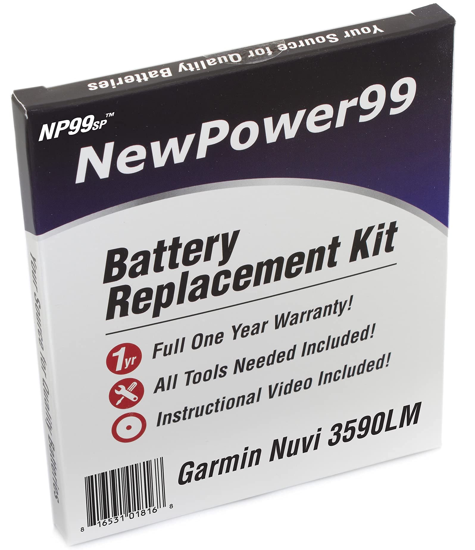 Np99Sp Newpower99 Battery Kit For Garmin Nuvi 3590, 3590Lm, 3590Lmt With Tools, Video Instructions, Long Life Battery