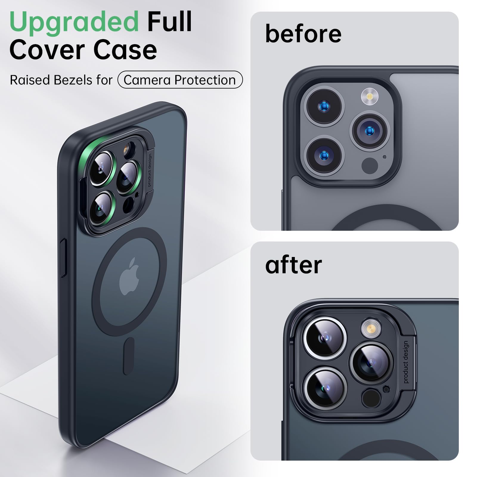 Jueshituo For Iphone 15 Pro Max Case With Sturdy Camera Stand, [Compatible With Magsafe] [Military Grade Protection] Shockproof