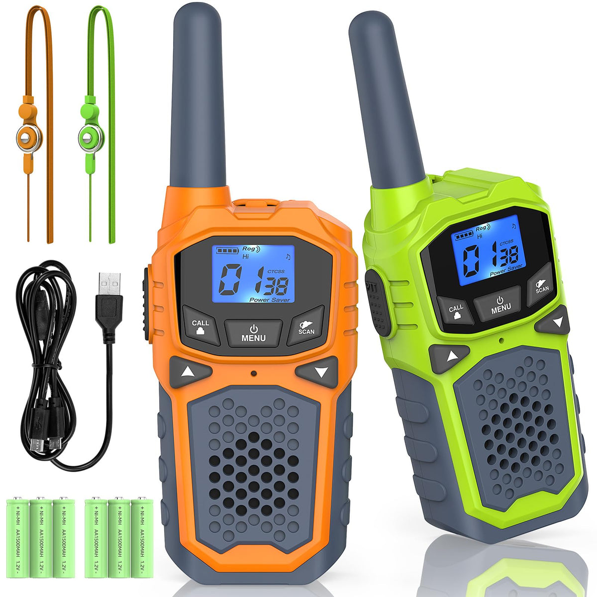 Rechargeable Walkie Talkies For Adults Two Way Radios For Outdoors Usb Rechargeable Long Range 22 Channel Adapter, Charger, Batt