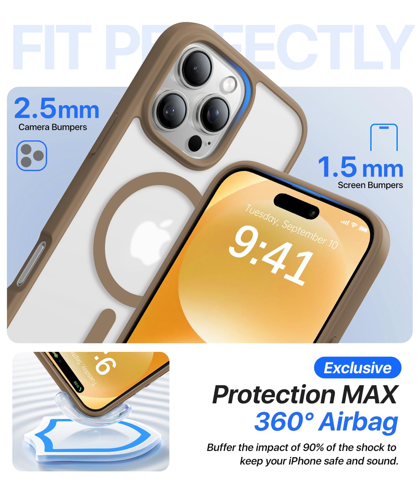 Aulofe Magnetic Shockproof For Iphone 16 Pro Max Case, Skin Friendly[Compatible With Magsafe] [Military Grade Drop Protection]Sh