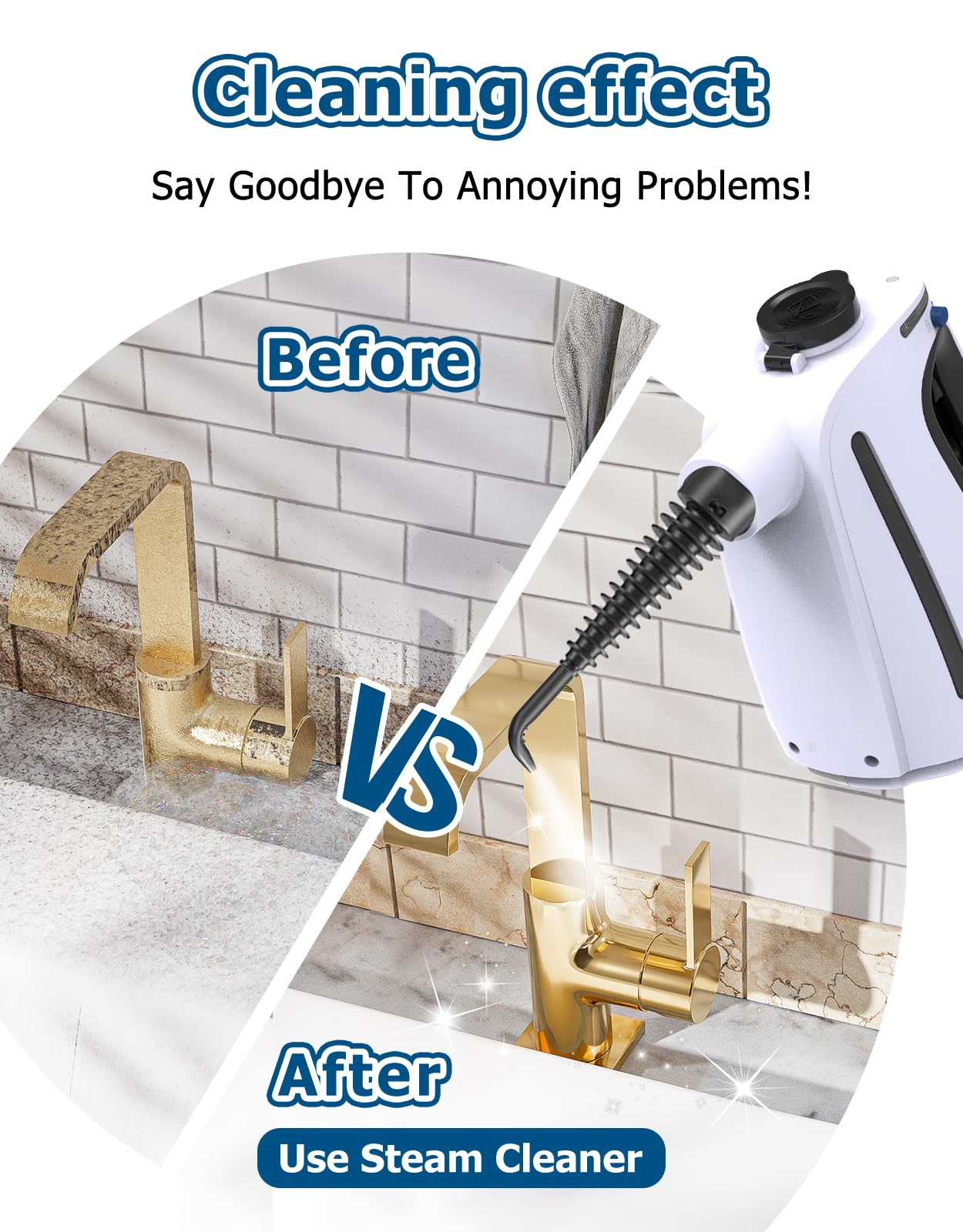 Eryxo Handheld Steam Cleaner, Upgraded Pressurized Steamer For Cleaning With 11 Accessories, 15 Seconds Fast Heating, High Tempe