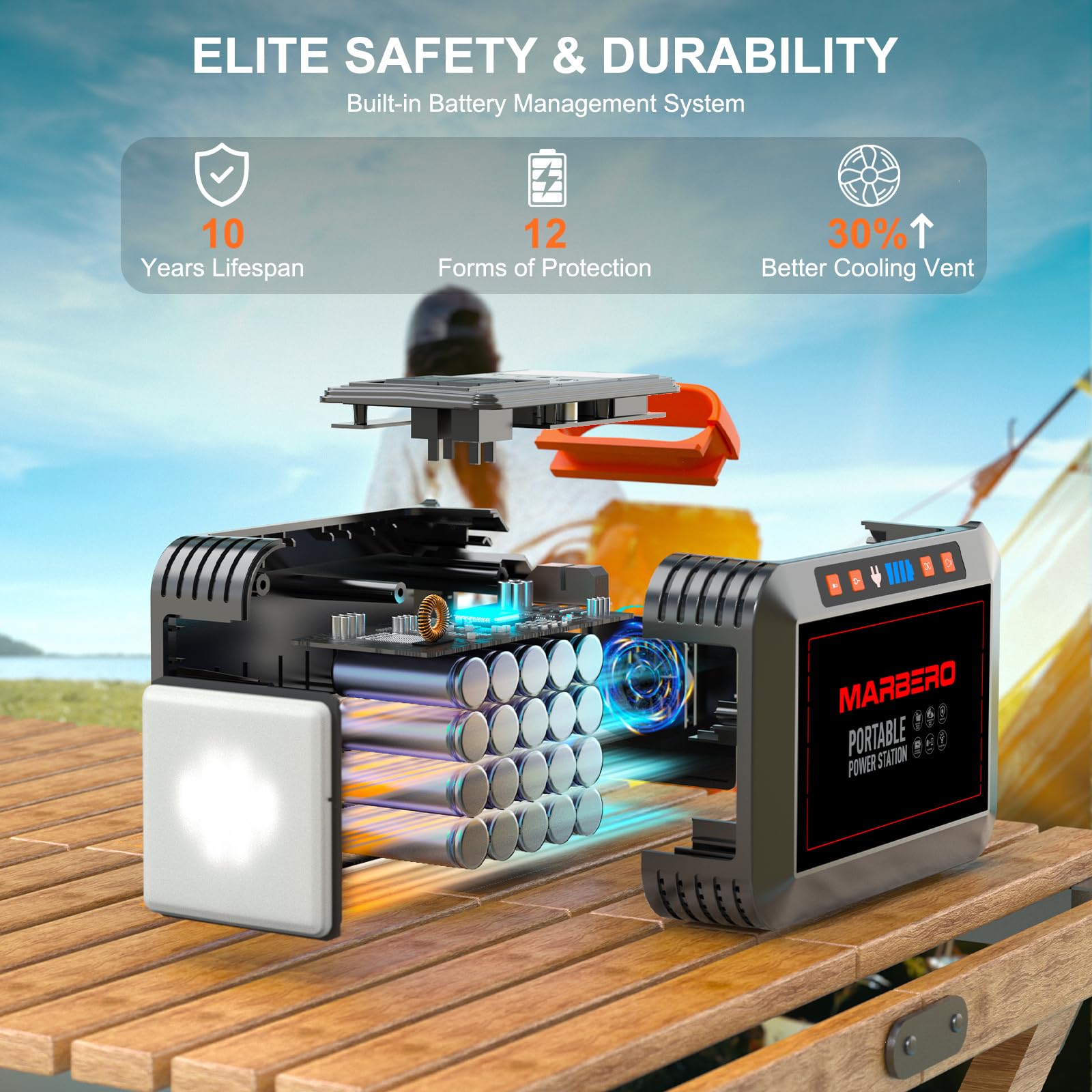 Marbero 148Wh Solar Generator With Solar Panel Included Portable Power Station 200W With Foldable Solar Panel 40W Set For Campin