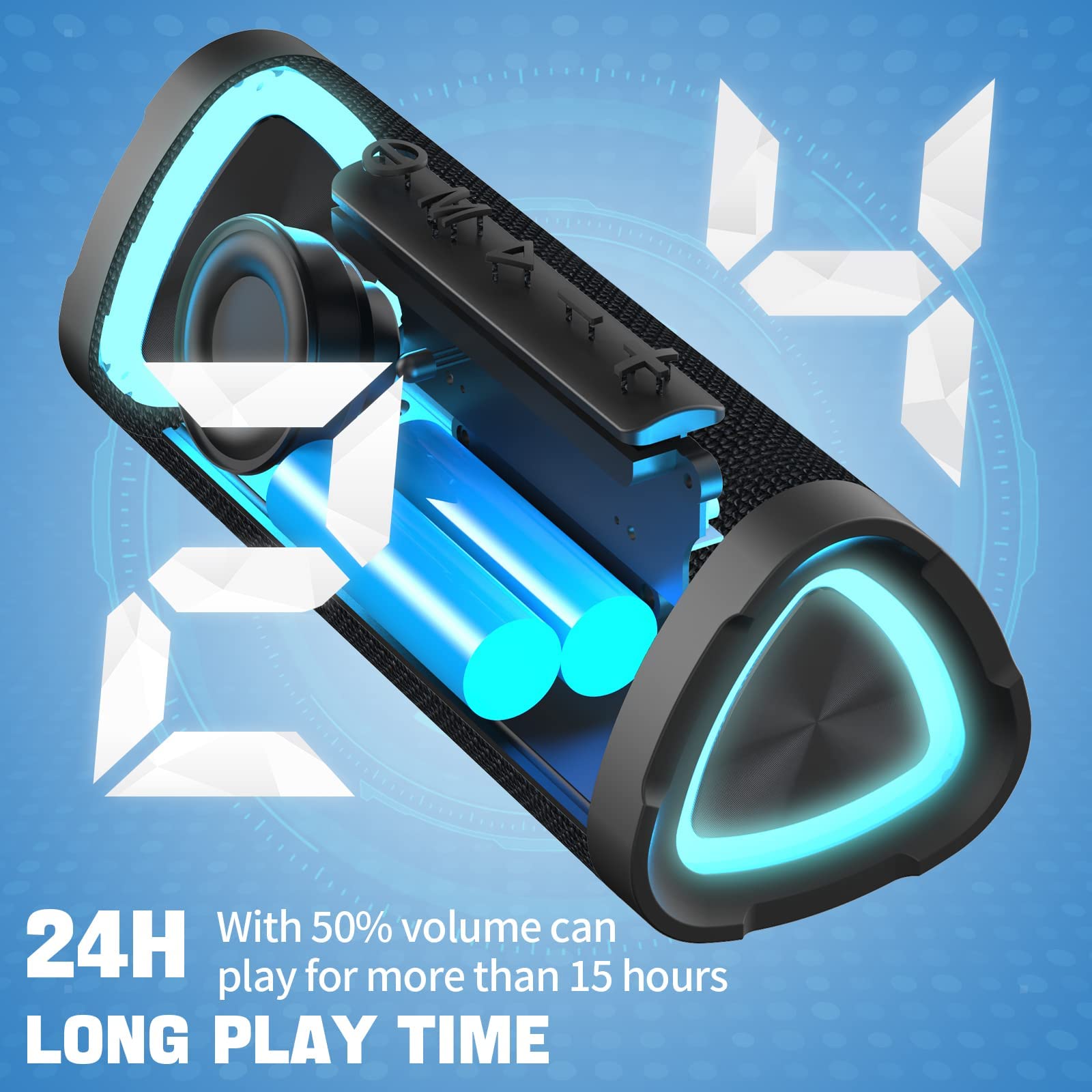 Vanzon V40 Bluetooth Speakers, Portable Wireless Speaker V5.0 With 24W Loud Stereo Sound, 24H Playtime, Tws & Ipx7 Waterproof, Suitable For Travel, Home And Outdoors