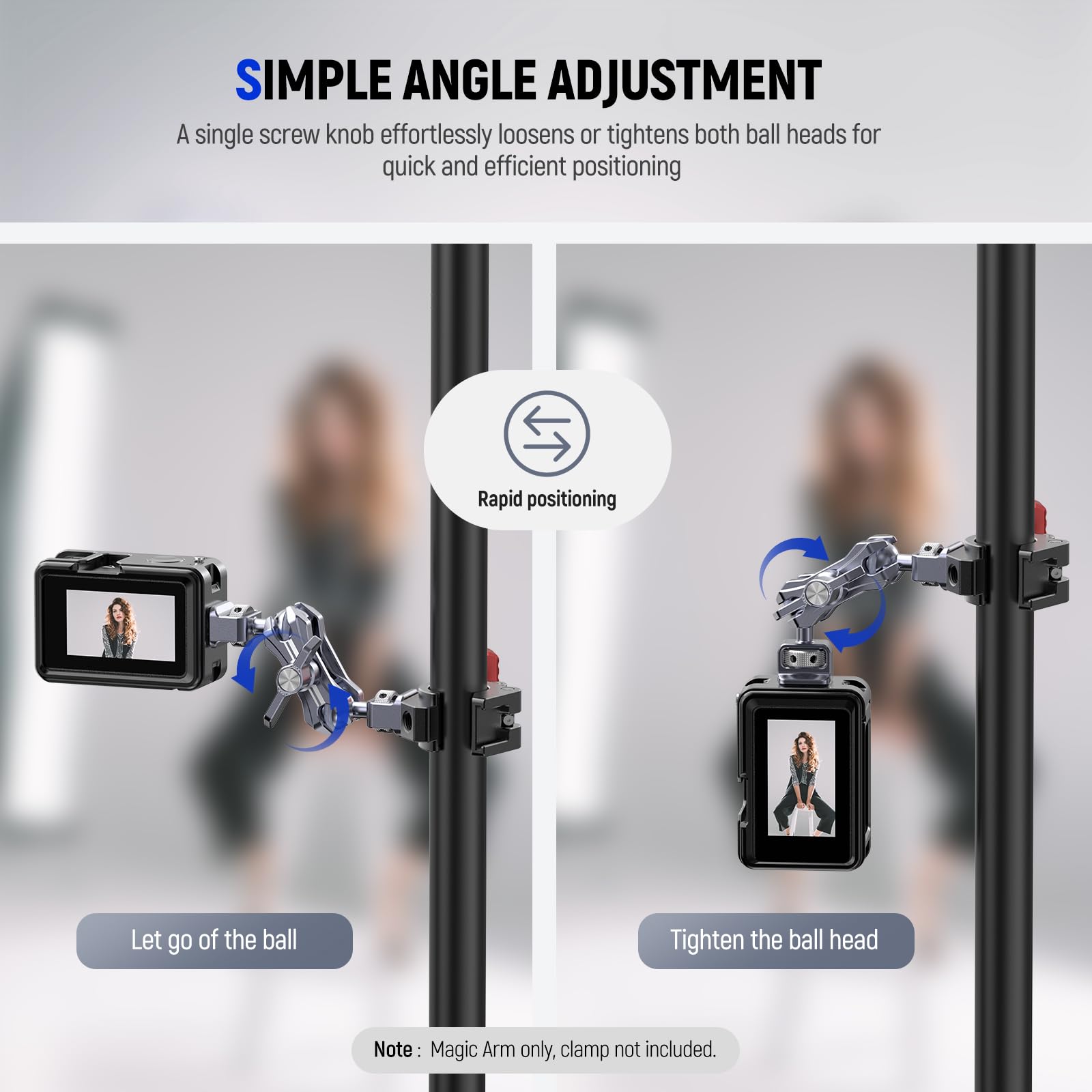 Neewer Lightweight Magic Arm, Articulating Friction Arm With 1/4'' & 3/8'' Screws, Retractable Anti Twist Locating Pin & 360 Bal