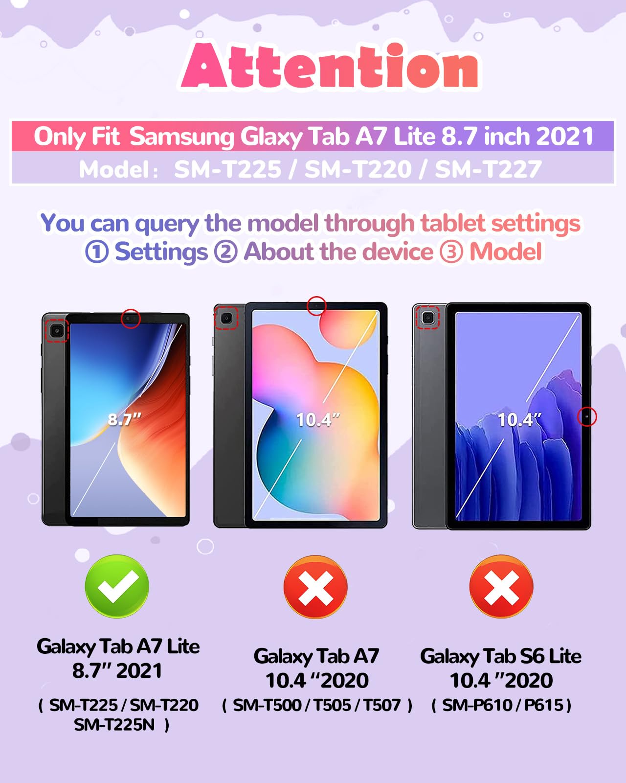 Wazzasoft For Samsung Galaxy Tab A7 Lite 8.7    Case Girls Cute Black Cat Cover Kawaii Girly Women Kitten With Rotating Handle S