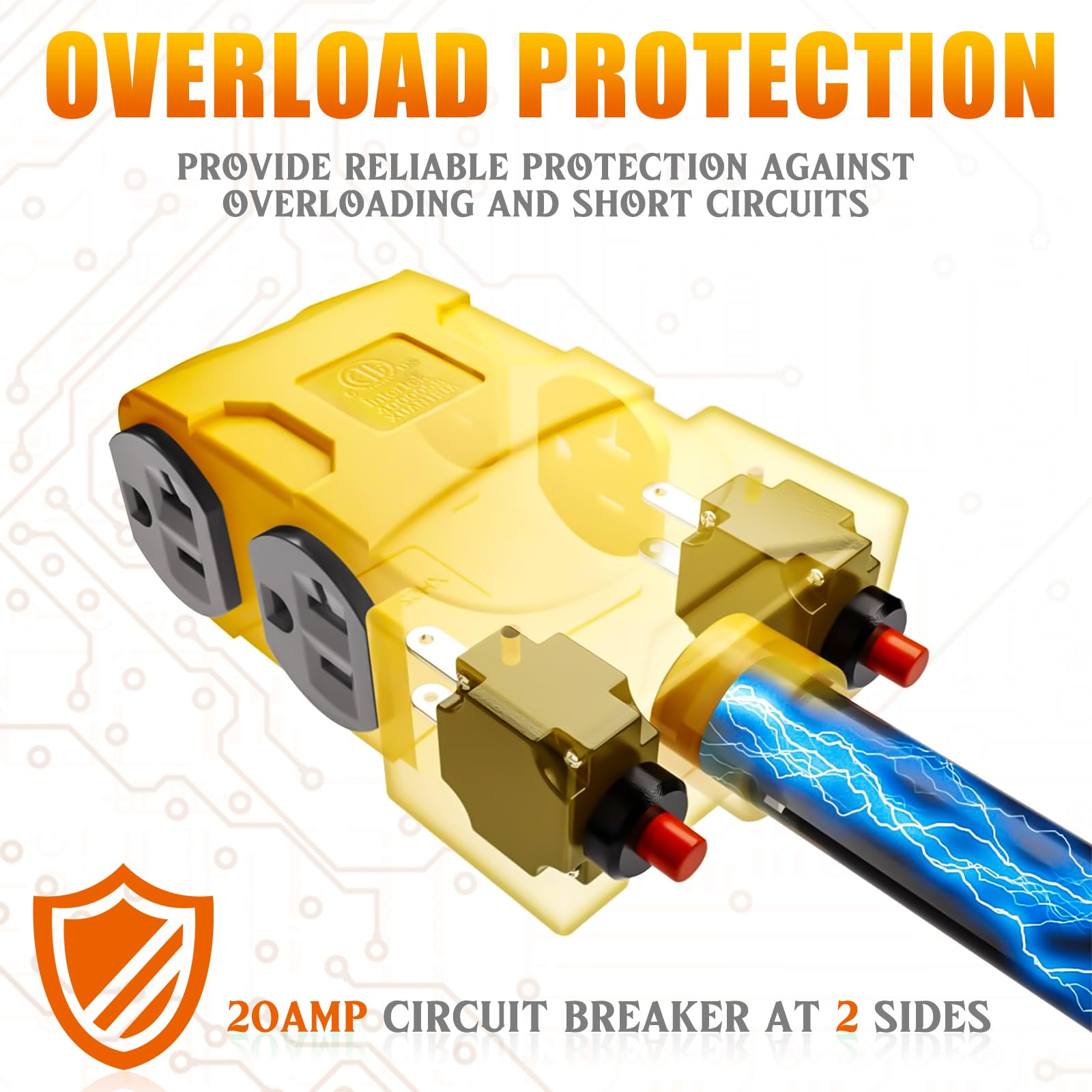 Kanayu 1.8 Ft 50 Amp To 20 Amp 110V Rv Distribution Adapter Compatible With Nema 14 50P To 4X 5 20R/ 5 15R 4 Prong Rv Generator