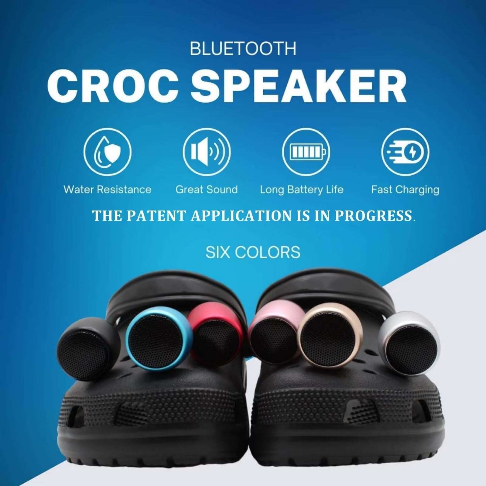 Uueenn Croc Speaker, Mini Speaker For Croc, Halloween Mini Speaker, Bluetooth Croc Charm, Blue