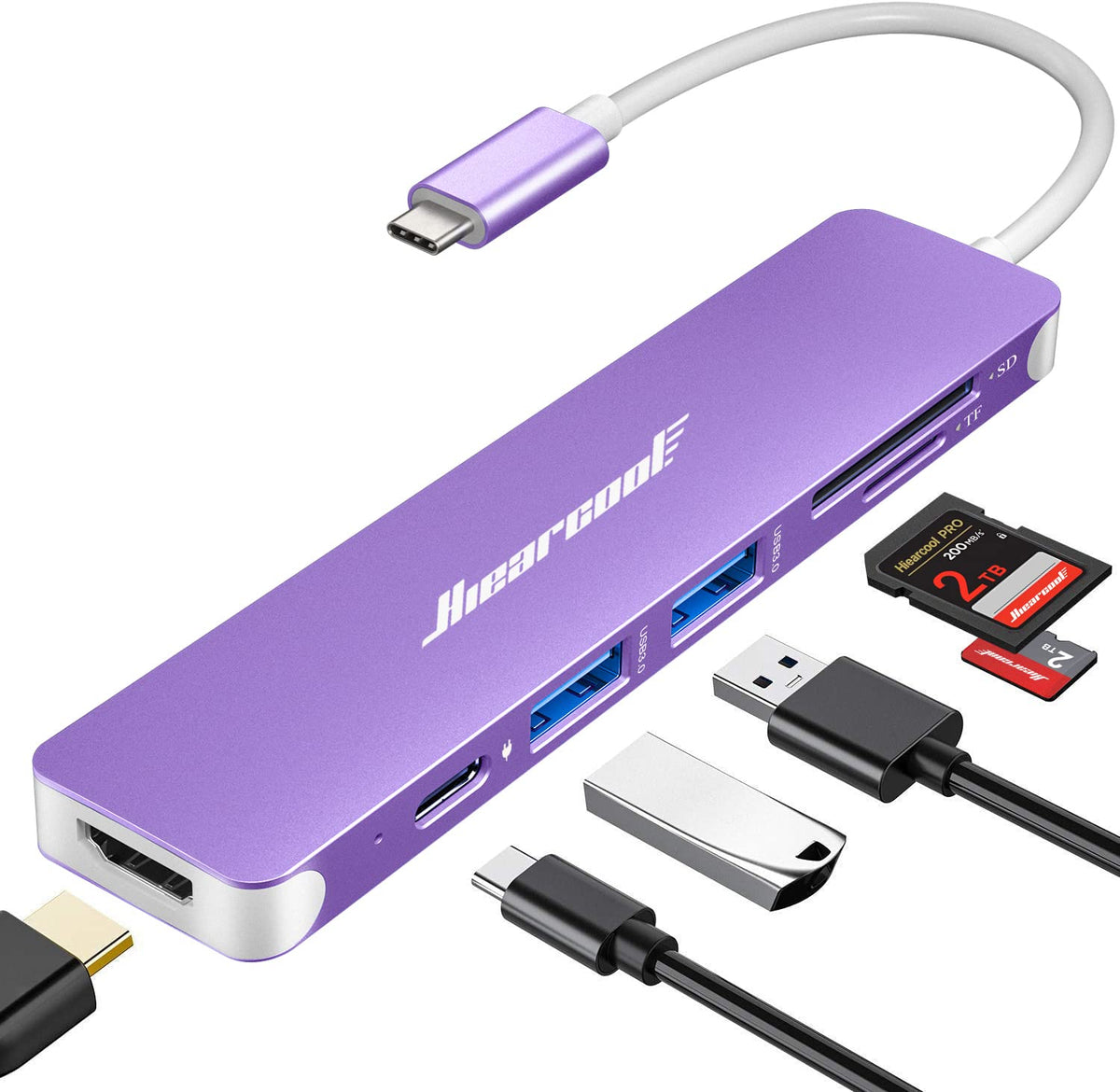 Hiearcool Usb C Hub For Macbook Pro M2, Usb C Adapter For Macbook Air M1, Usb C To Hdmi Multi Port Adapter 7 In 1 Usb C Dock Hdm