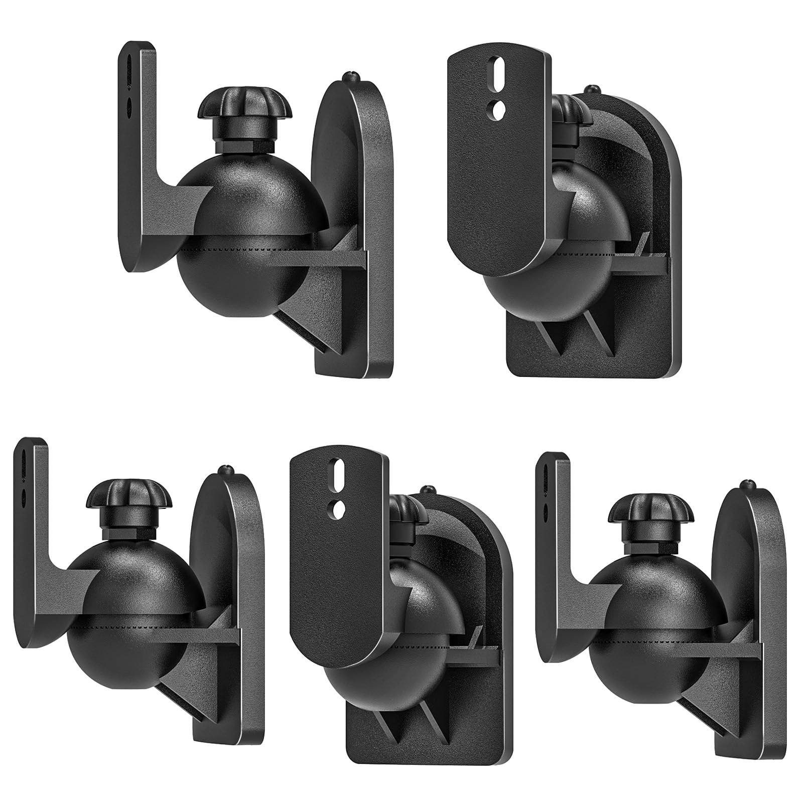 WALI Speaker Wall Mounts, Bookshelf Speaker Wall Mount Brackets, Surround Sound Speaker Mounts, Hold up to 7.7 lbs, (SWM602), 5 Pack, Black (Black, 5 Pack)