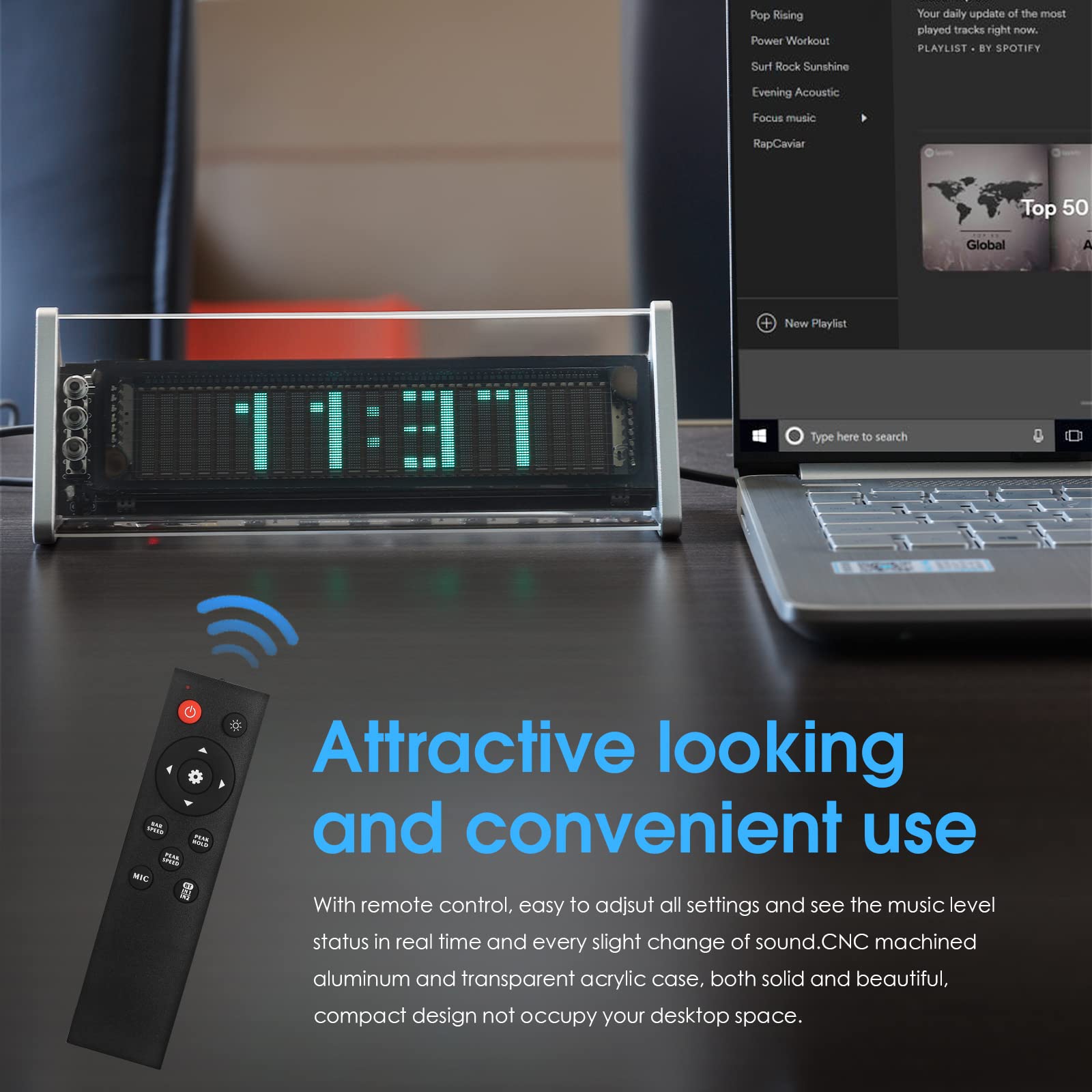 [Upgraded] Vfd Audio Spectrum Analyzer Bluetooth 5.0 Receiver 3.5Mm Aux Selector (Silver)